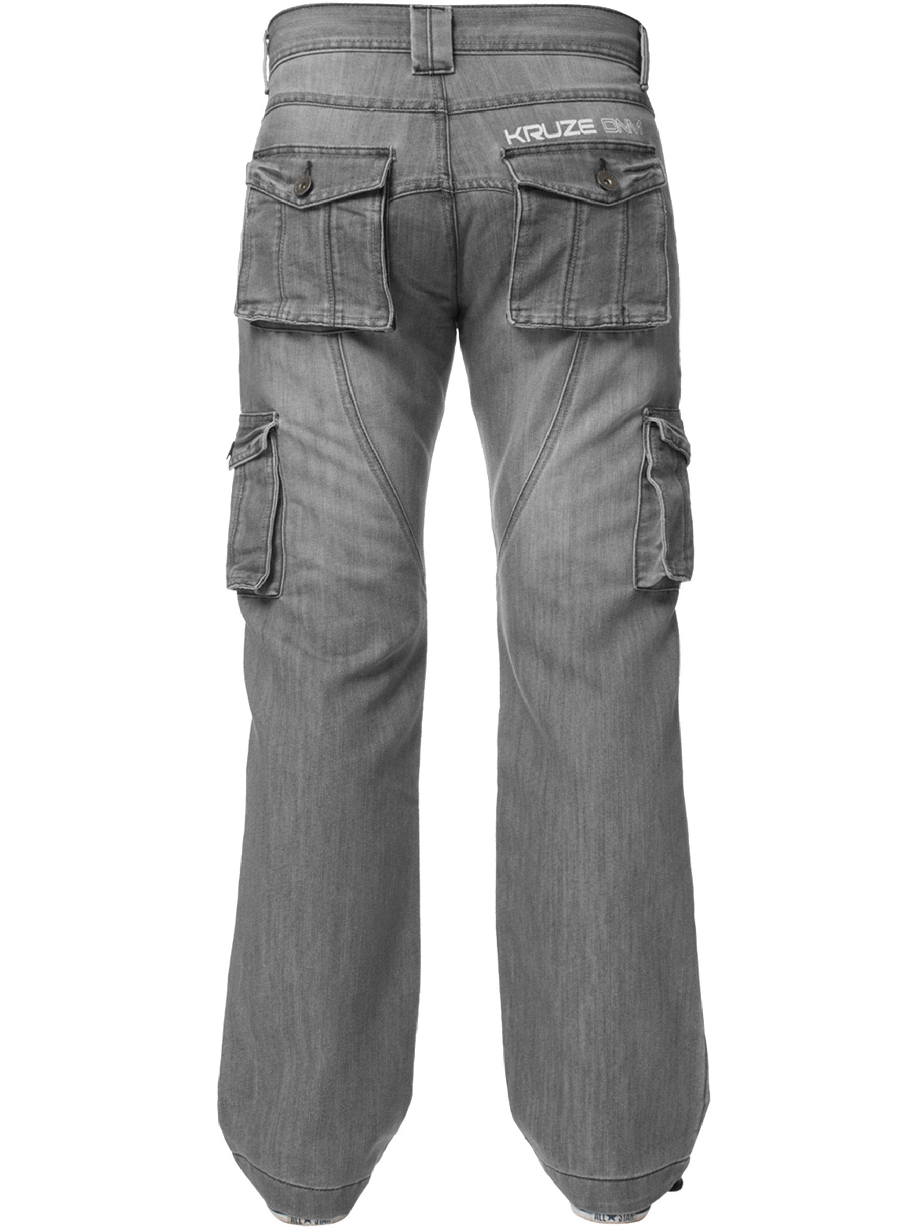 KZ126 Mens Casual Combat Cargo Work Jeans | Kruze Denim Designer Menswear KRUZE RAWDENIM