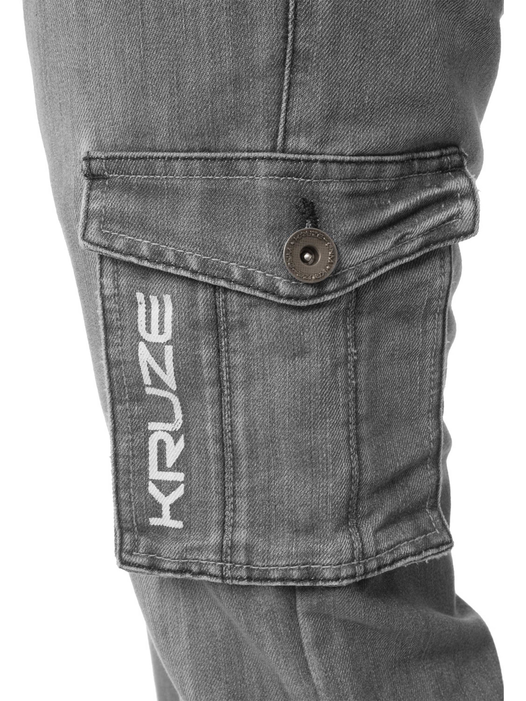 KZ126 Mens Casual Combat Cargo Work Jeans | Kruze Denim Designer Menswear KRUZE RAWDENIM