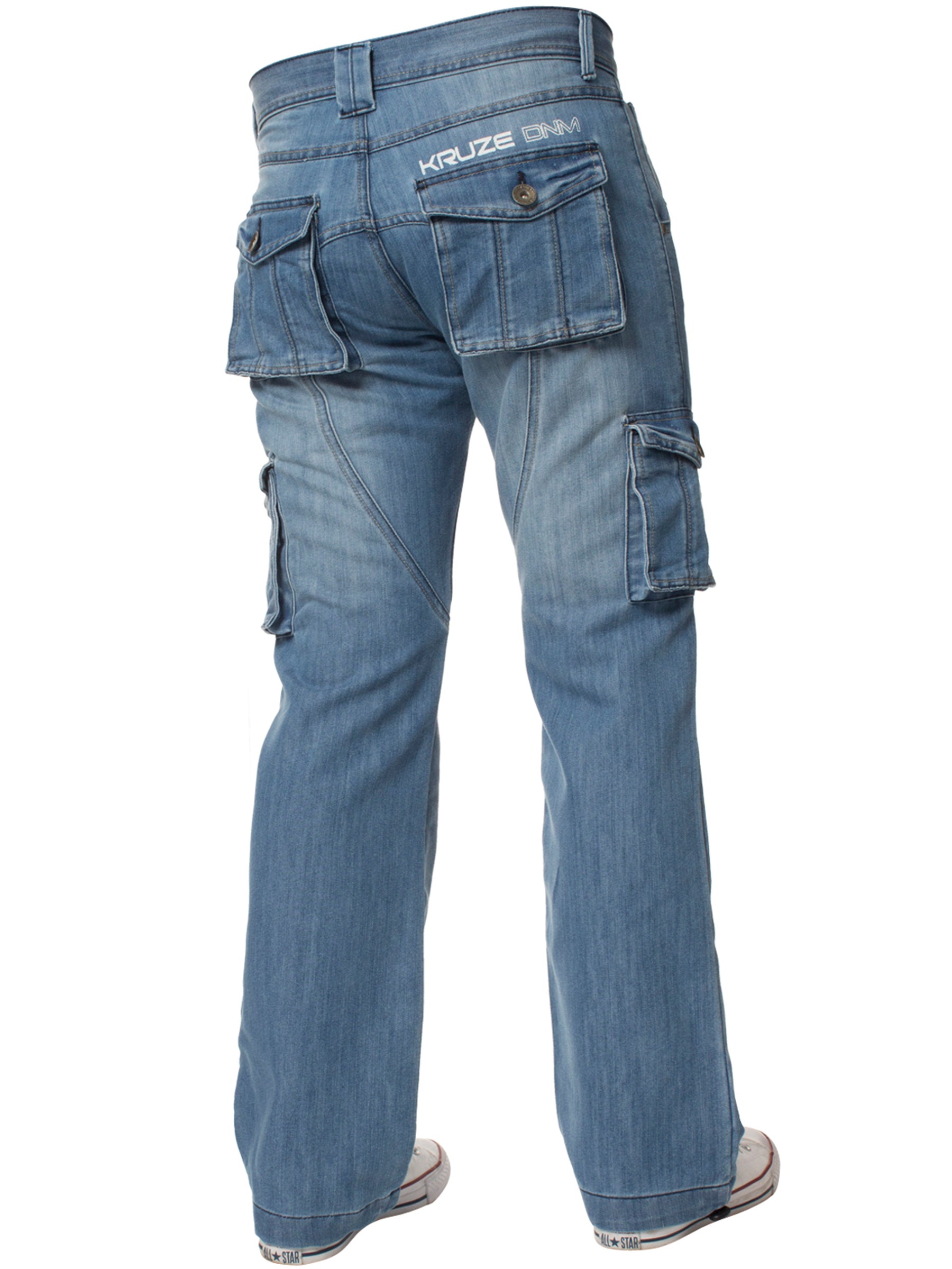 KZ126 Mens Casual Combat Cargo Work Jeans | Kruze Denim Designer Menswear KRUZE RAWDENIM