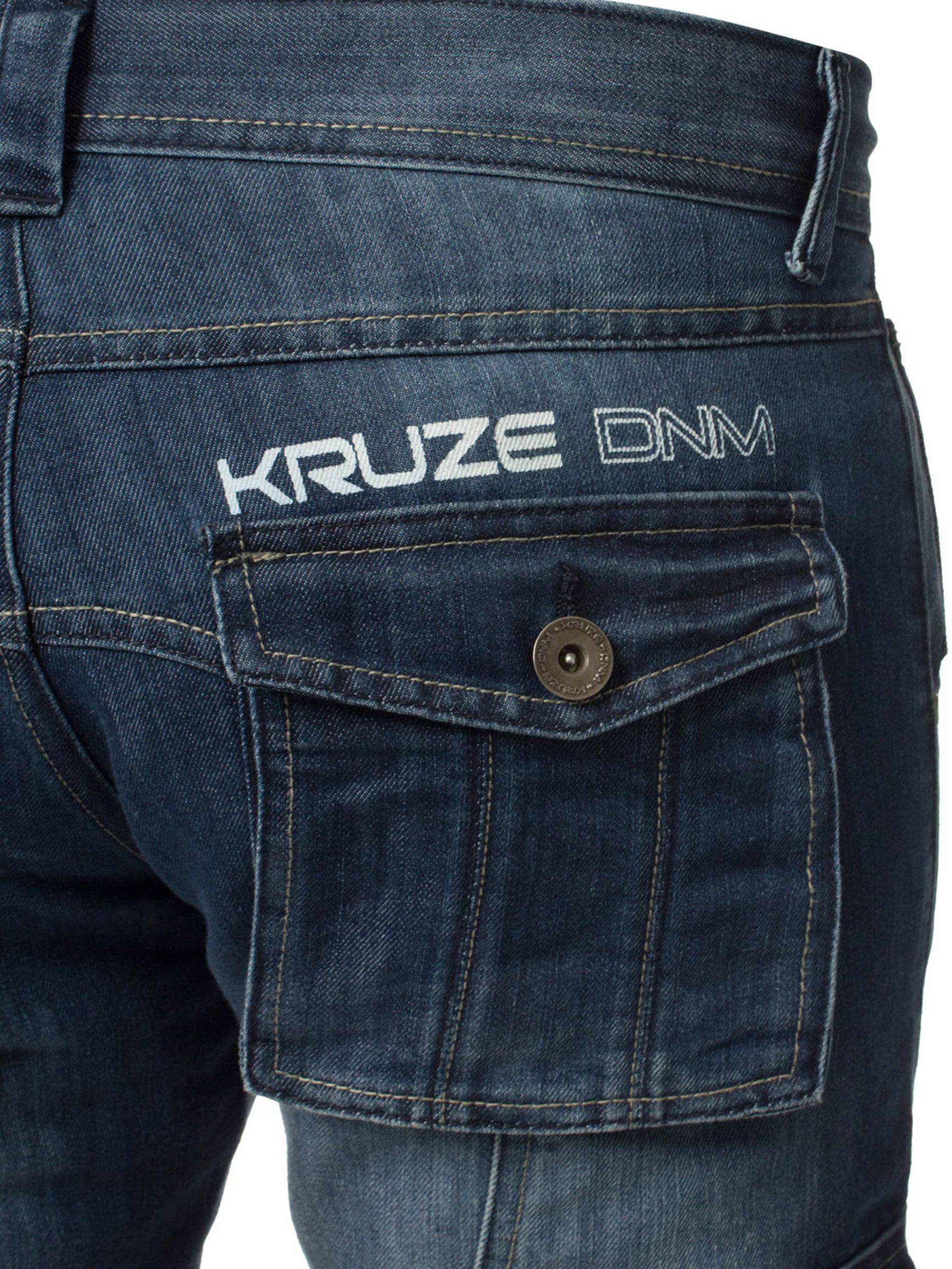 KZ126 Mens Casual Combat Cargo Work Jeans | Kruze Denim Designer Menswear KRUZE RAWDENIM