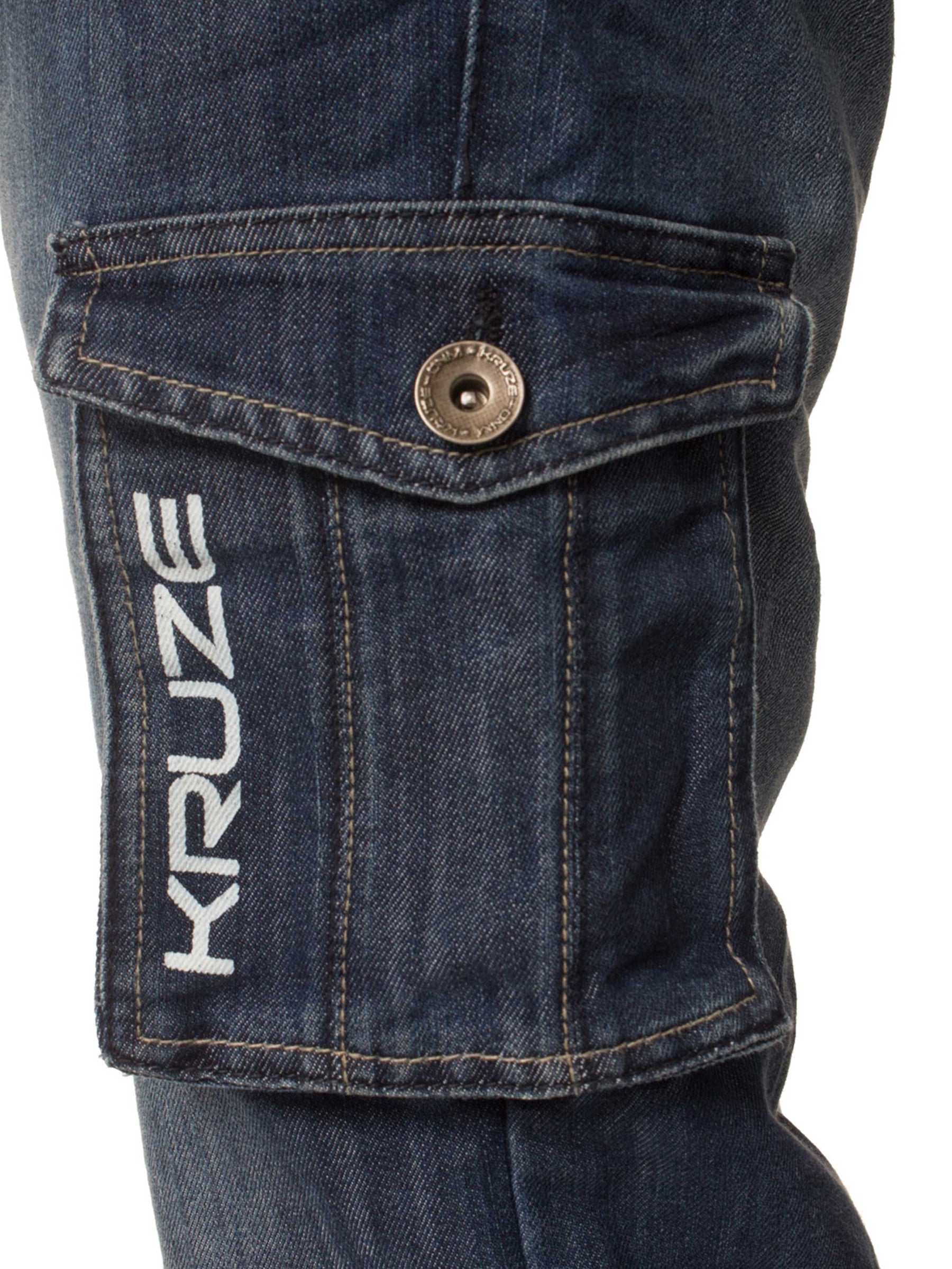 KZ126 Mens Casual Combat Cargo Work Jeans | Kruze Denim Designer Menswear KRUZE RAWDENIM