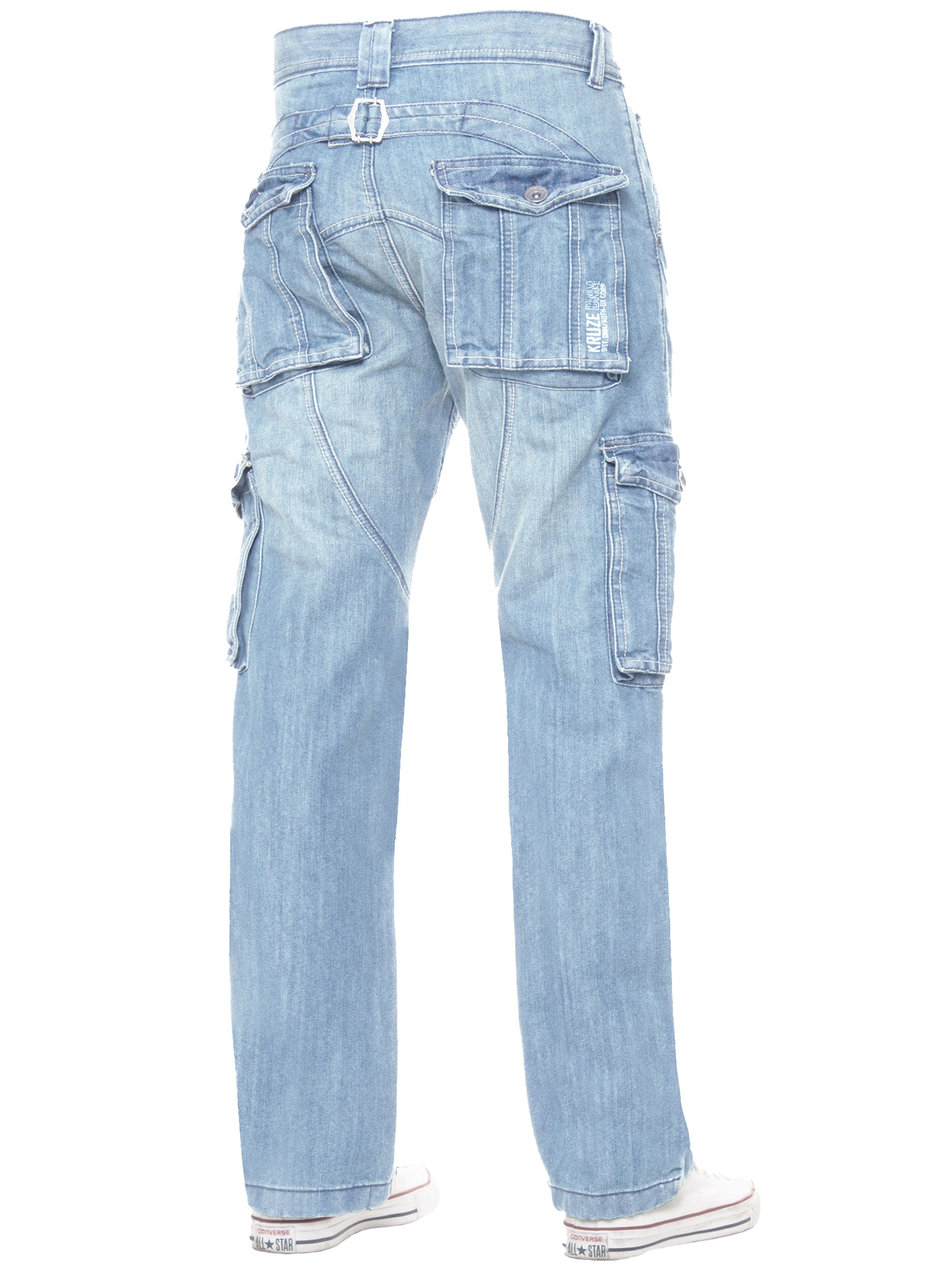 KZ126 Mens Casual Combat Cargo Work Jeans | Kruze Denim Designer Menswear KRUZE RAWDENIM