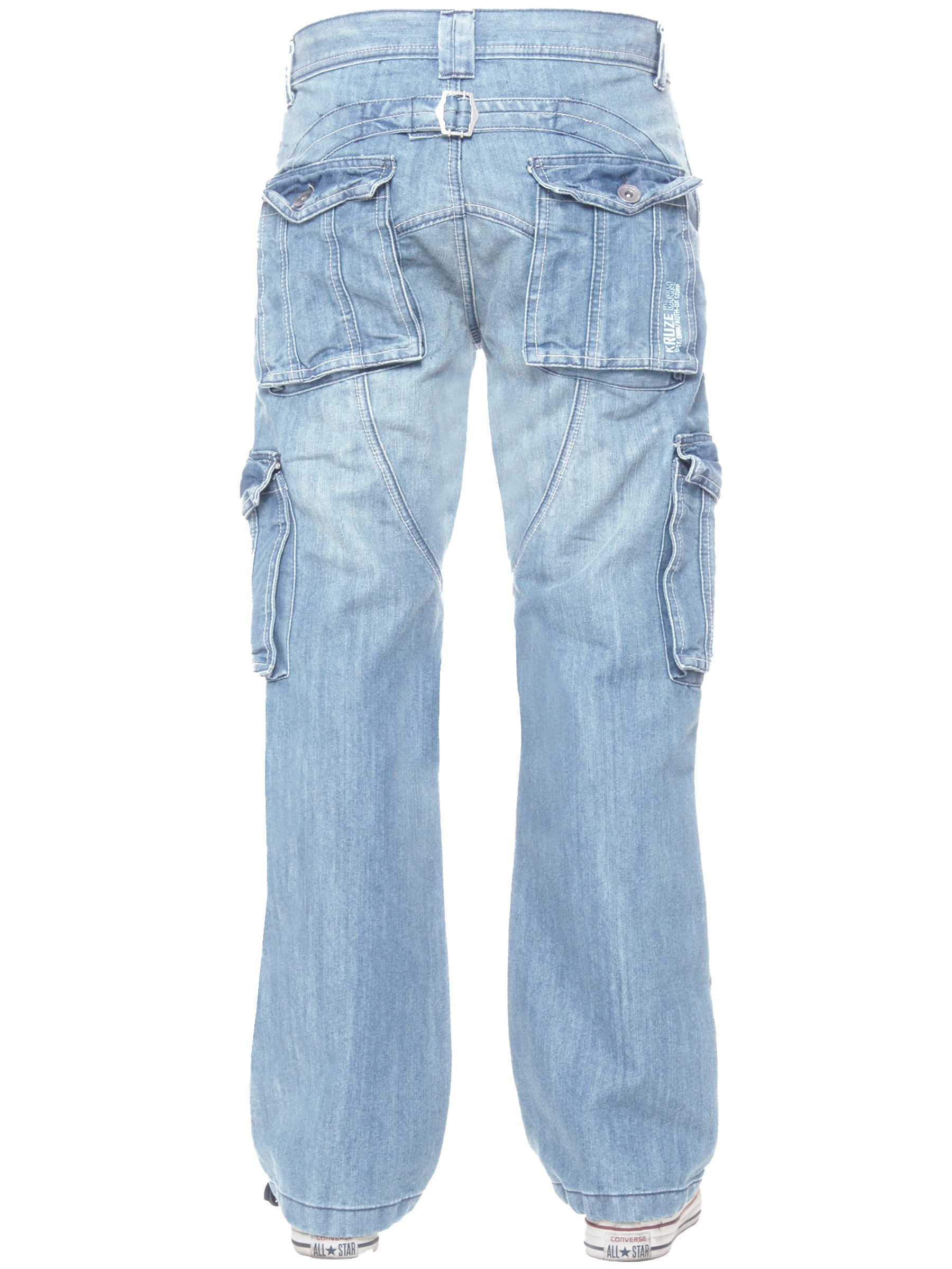 KZ126 Mens Casual Combat Cargo Work Jeans | Kruze Denim Designer Menswear KRUZE RAWDENIM