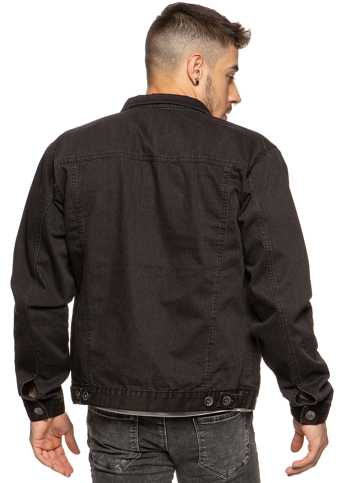EZJ391 Black Mens Enzo Denim Designer Jacket - Black | Enzo Designer Menswear ENZO RAWDENIM