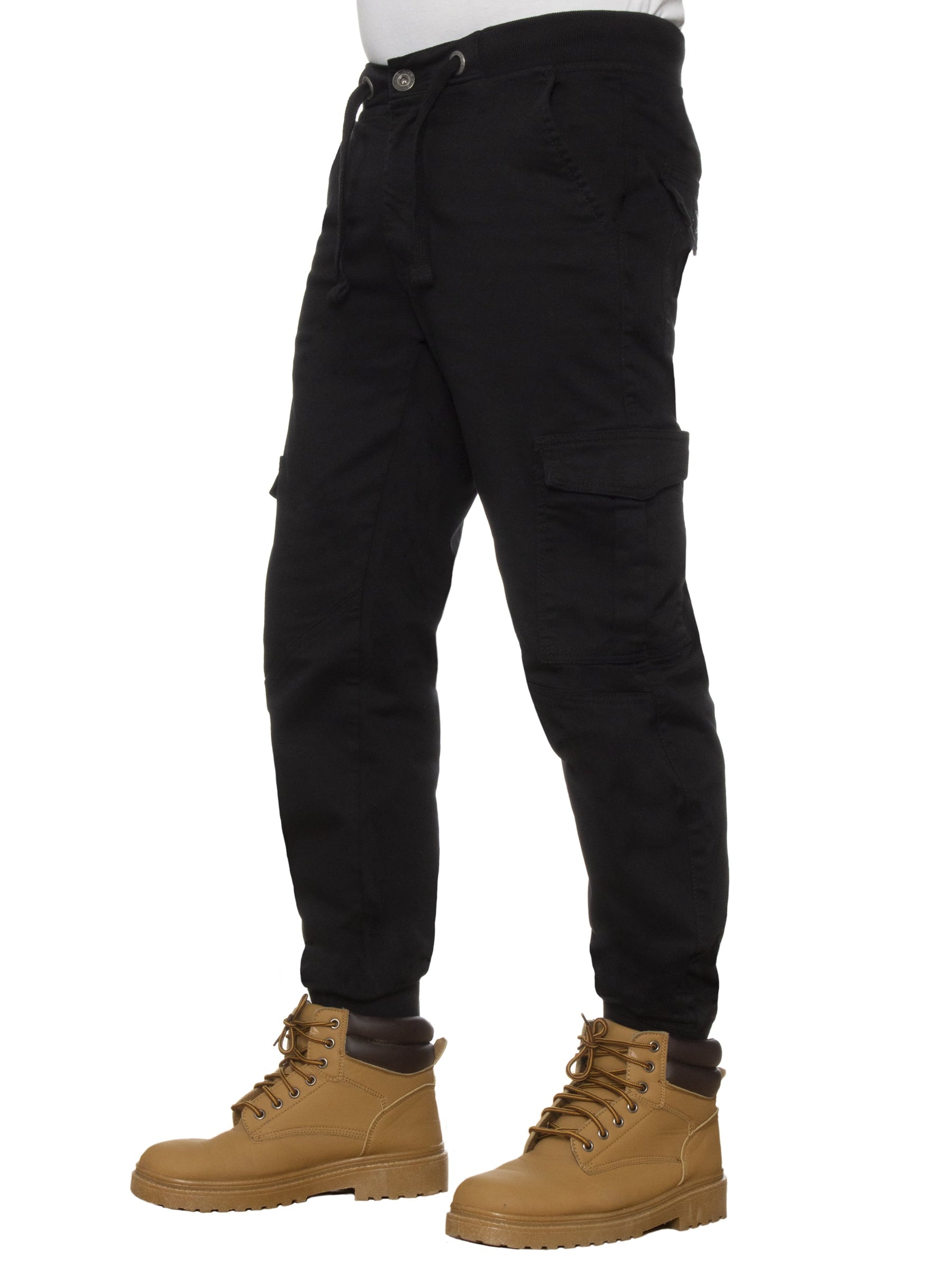 EZ413 Mens Cuffed Combat Basic Jeans | Enzo Designer Menswear ENZO RAWDENIM
