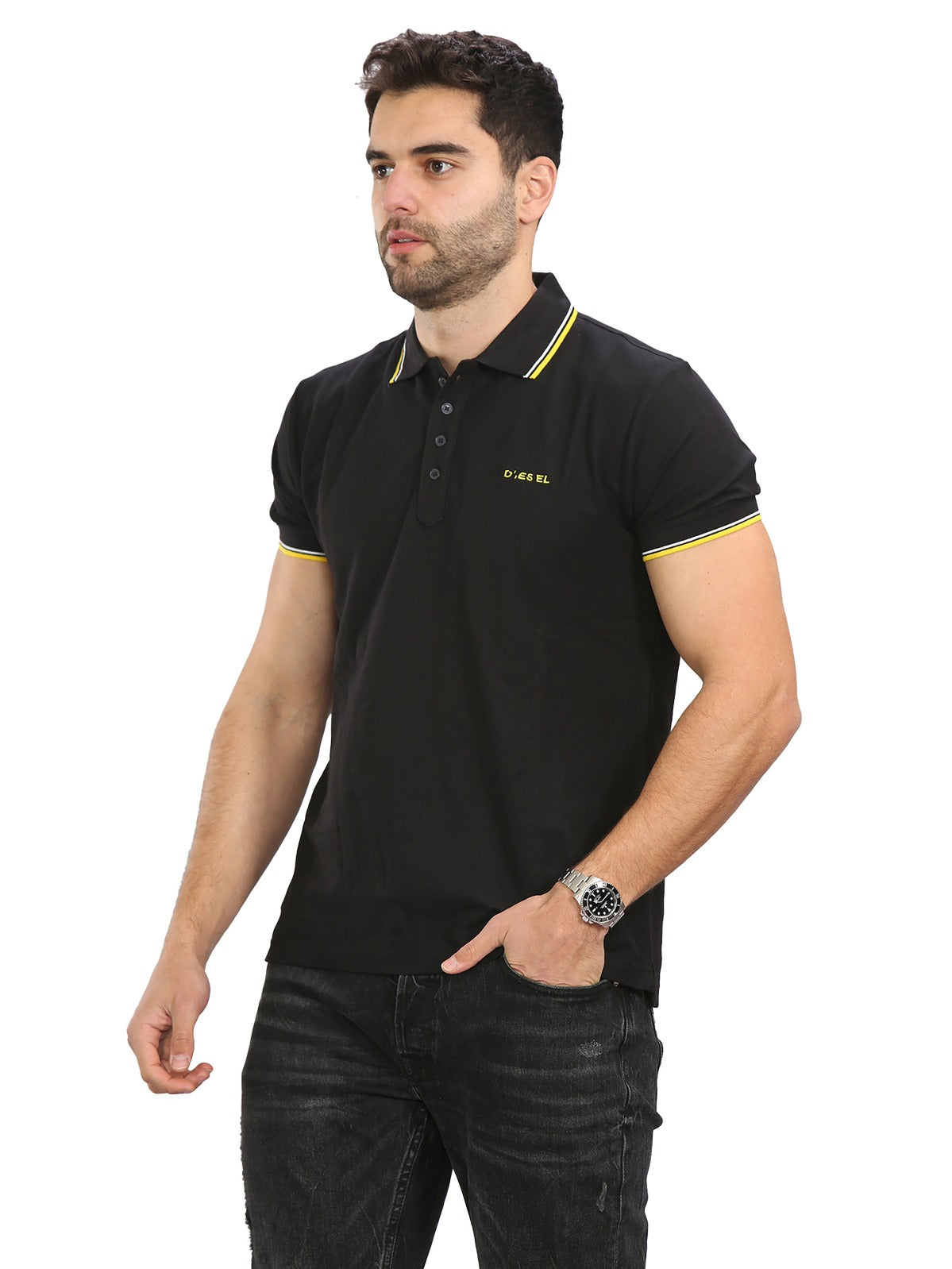 DIESEL POLO BROKEN Diesel Mens Short Sleeve Polos | T-Randy Broken DIESEL RAWDENIM
