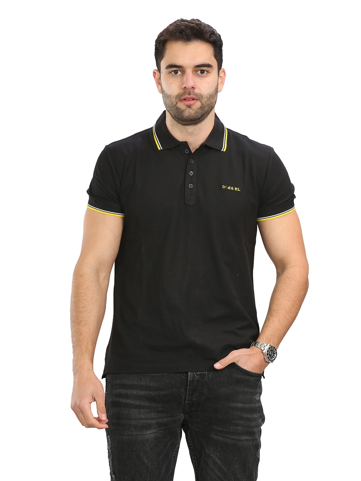 DIESEL POLO BROKEN Diesel Mens Short Sleeve Polos | T-Randy Broken DIESEL RAWDENIM