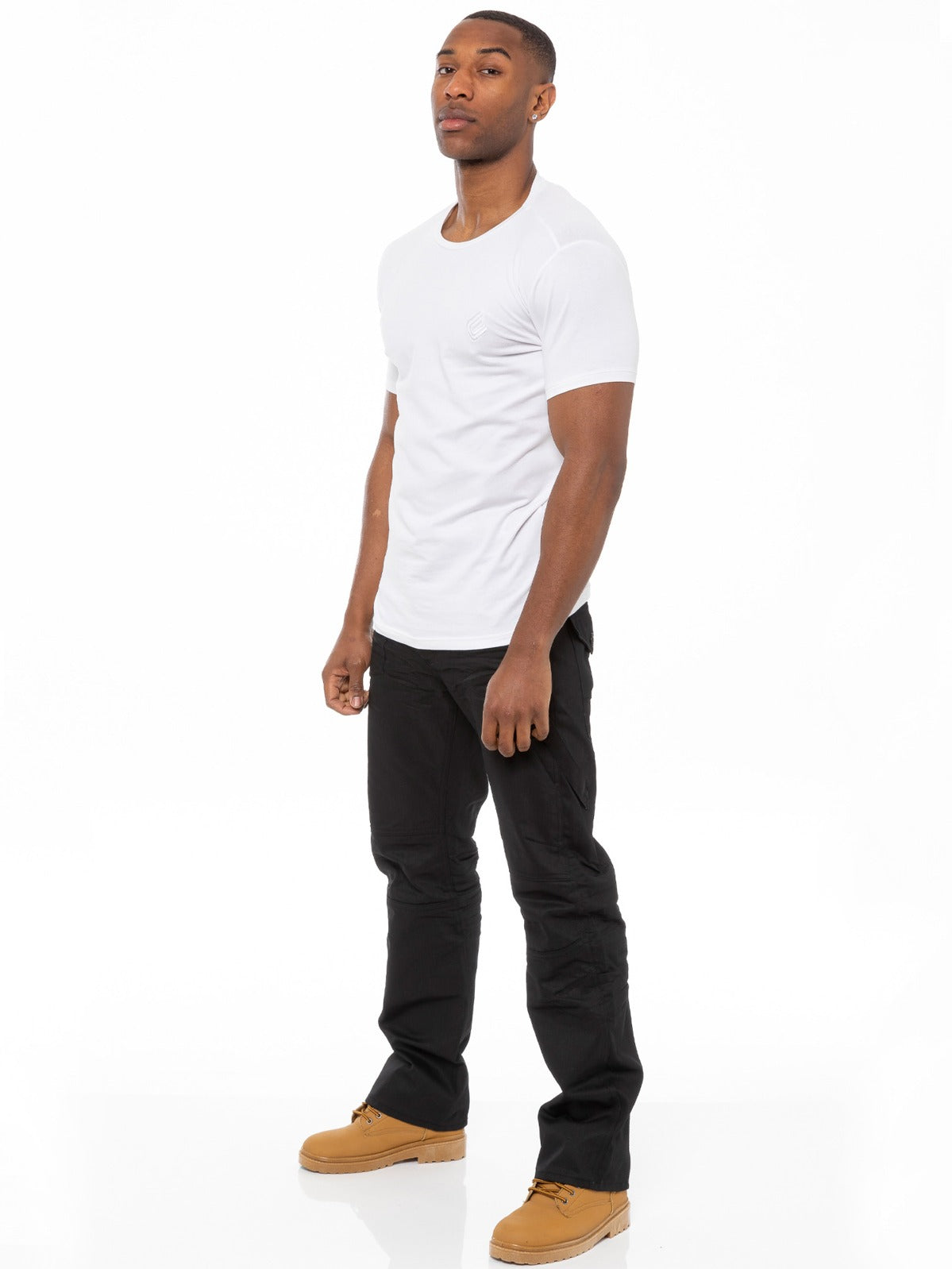 EZ112 Mens Tapered Black Coated Denim Jeans | Enzo Designer Menswear ENZO RAWDENIM