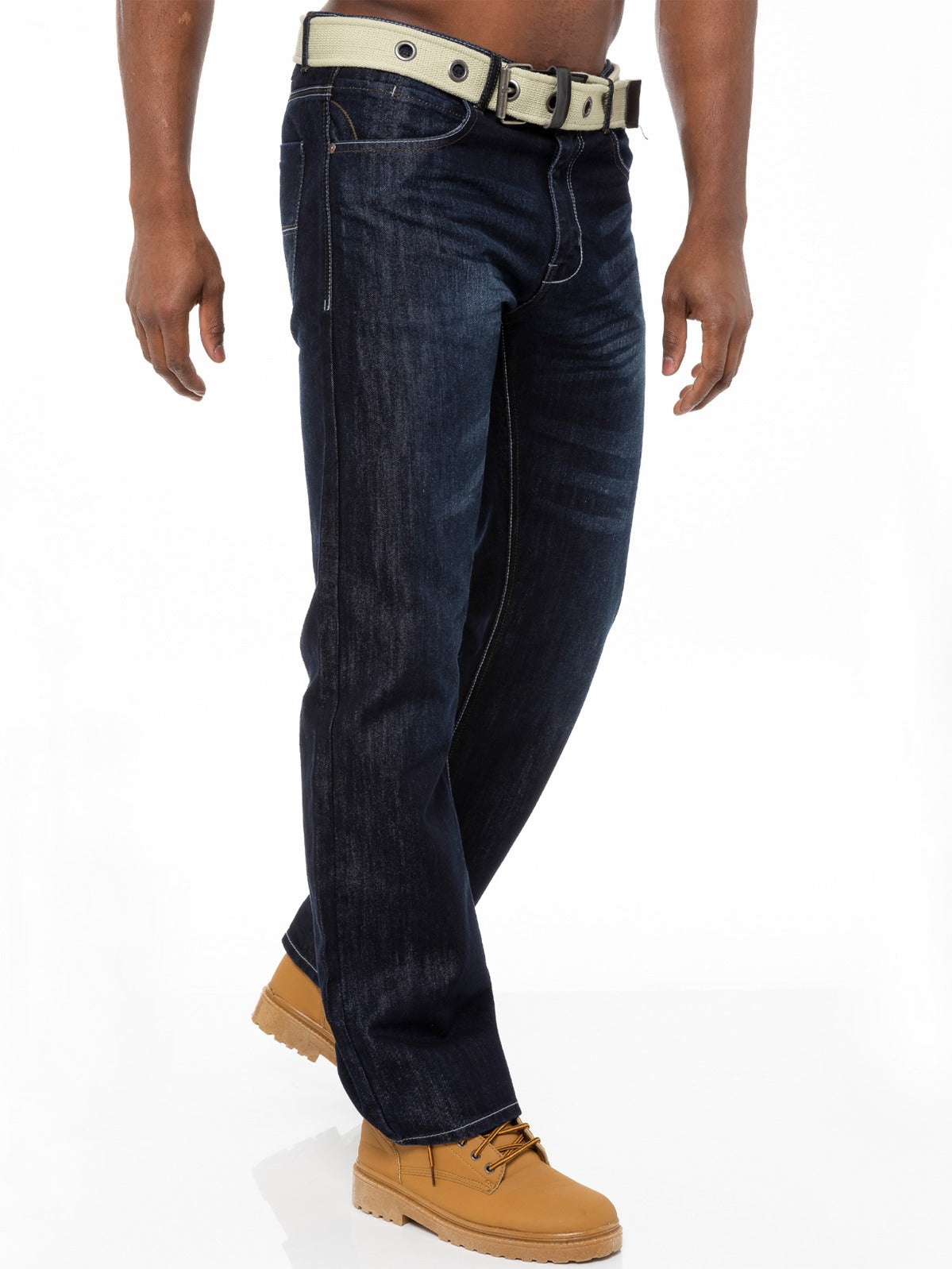 EZ14 Mens Dark Blue Jeans with Belt EZ14 | Enzo Designer Menswear ENZO RAWDENIM