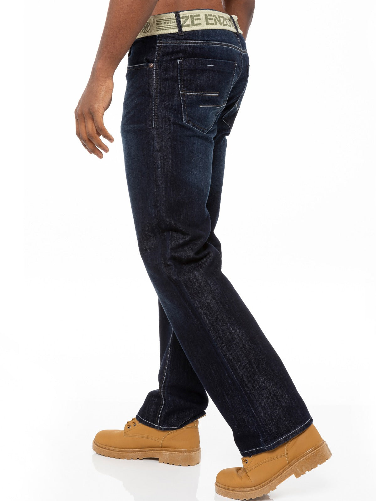 EZ14 Mens Dark Blue Jeans with Belt EZ14 | Enzo Designer Menswear ENZO RAWDENIM