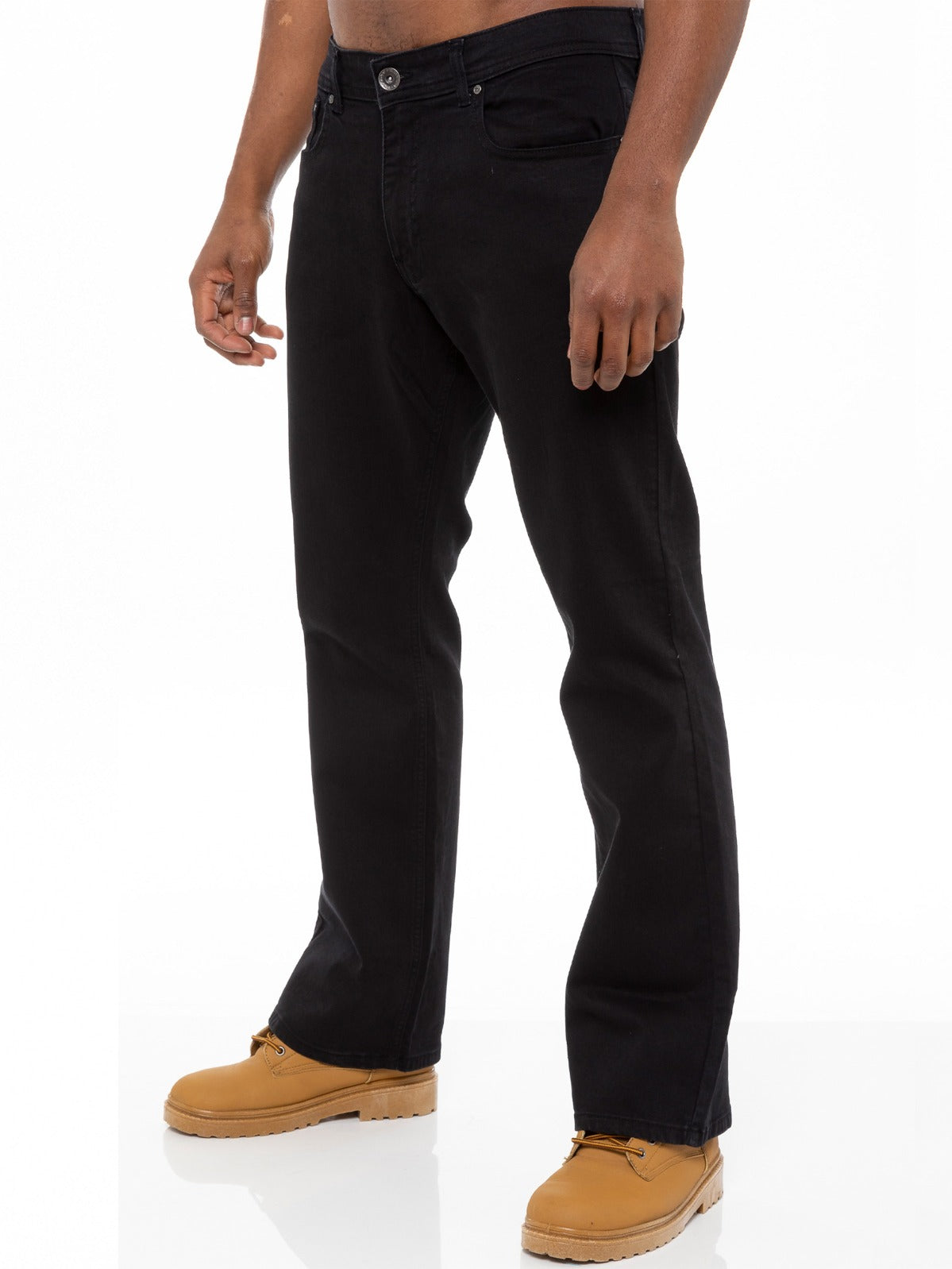 EZ401 Designer Mens Black Bootcut Denim Jeans | Enzo Designer Menswear ENZO RAWDENIM