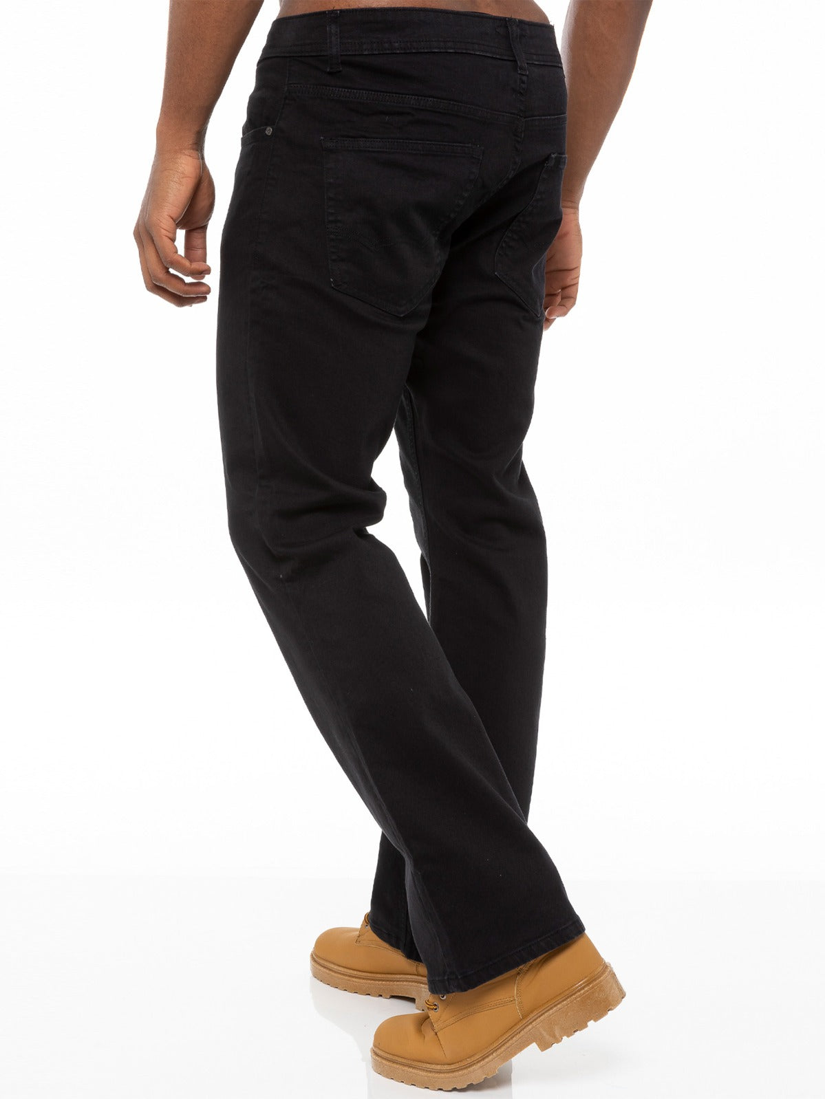 EZ401 Designer Mens Black Bootcut Denim Jeans | Enzo Designer Menswear ENZO RAWDENIM