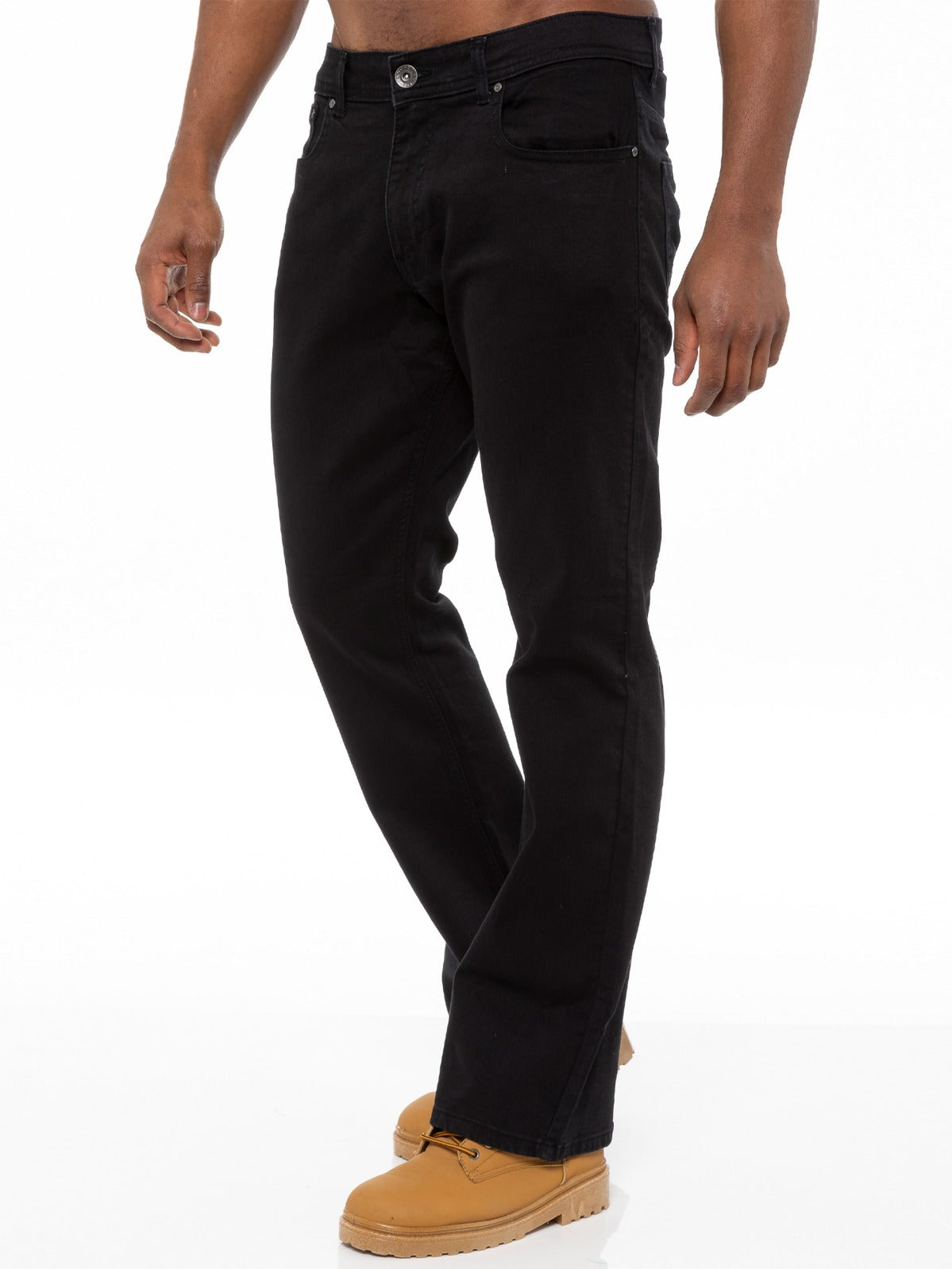 EZ401 Designer Mens Black Bootcut Denim Jeans | Enzo Designer Menswear ENZO RAWDENIM