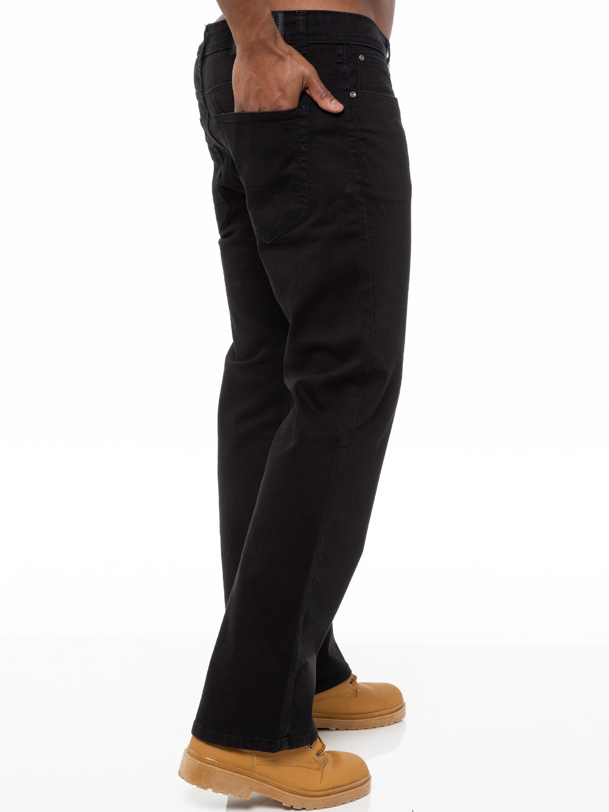 EZ401 Designer Mens Black Bootcut Denim Jeans | Enzo Designer Menswear ENZO RAWDENIM