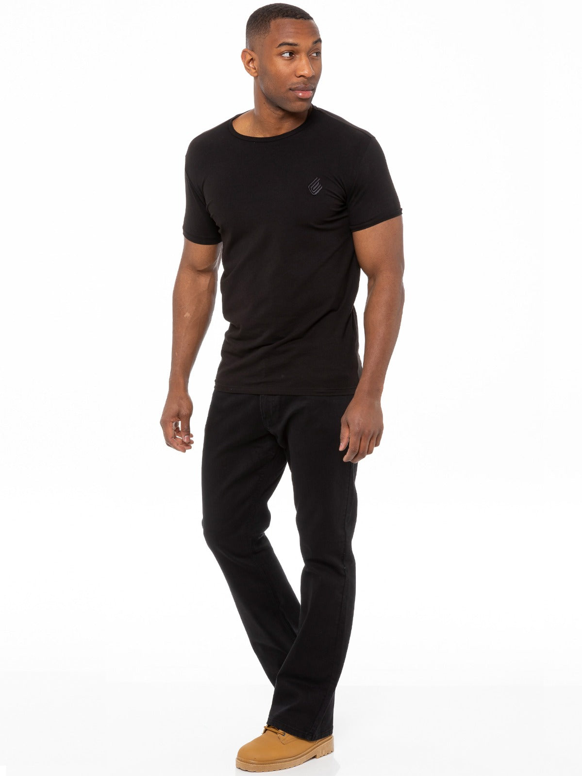 EZ401 Designer Mens Black Bootcut Denim Jeans | Enzo Designer Menswear ENZO RAWDENIM