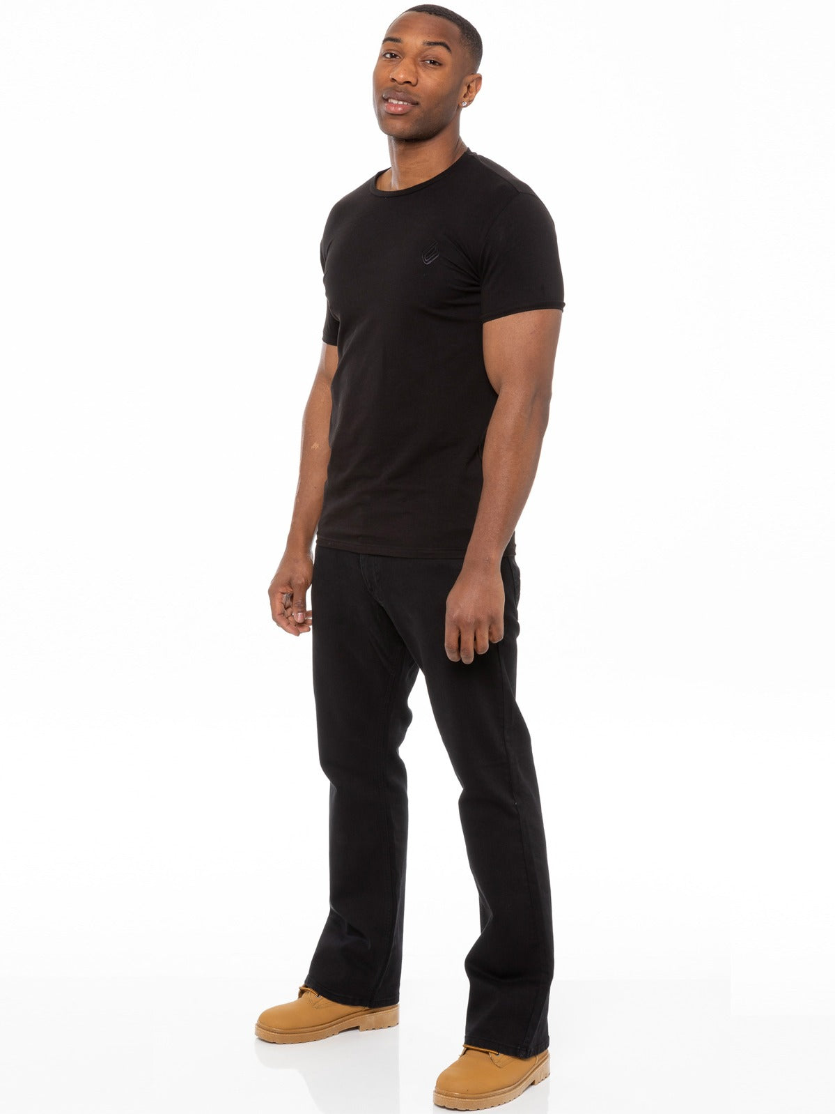 EZ401 Designer Mens Black Bootcut Denim Jeans | Enzo Designer Menswear ENZO RAWDENIM