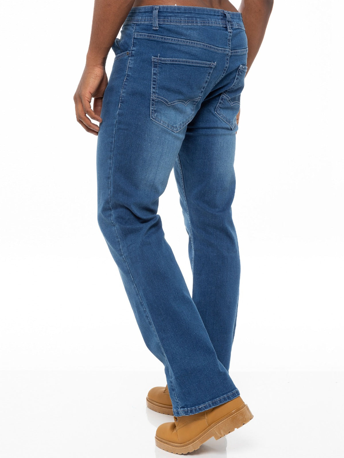 EZ401 Designer Mens Light Blue Bootcut Denim Jeans | Enzo Designer Menswear ENZO RAWDENIM