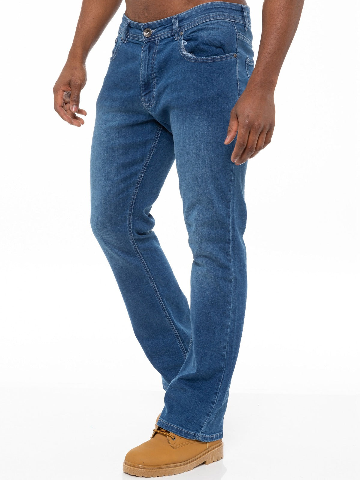 EZ401 Designer Mens Light Blue Bootcut Denim Jeans | Enzo Designer Menswear ENZO RAWDENIM