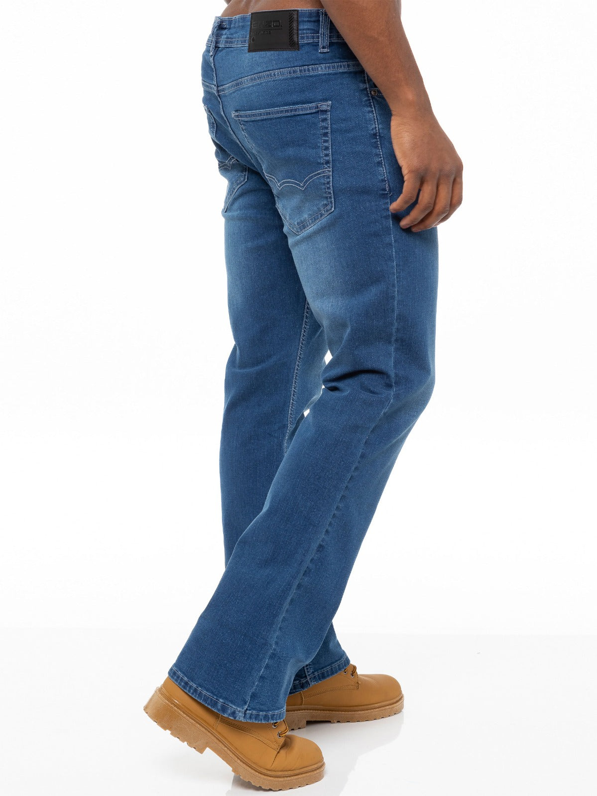 EZ401 Designer Mens Light Blue Bootcut Denim Jeans | Enzo Designer Menswear ENZO RAWDENIM