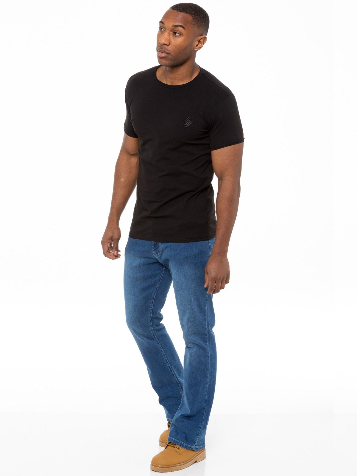 EZ401 Designer Mens Light Blue Bootcut Denim Jeans | Enzo Designer Menswear ENZO RAWDENIM