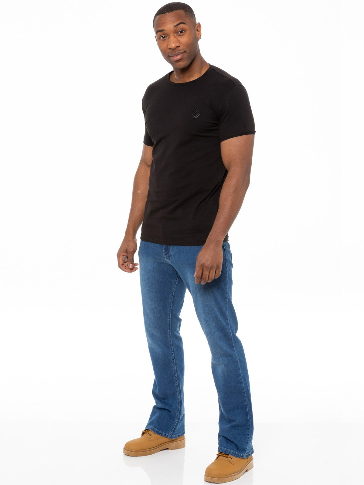 EZ401 Designer Mens Light Blue Bootcut Denim Jeans | Enzo Designer Menswear ENZO RAWDENIM