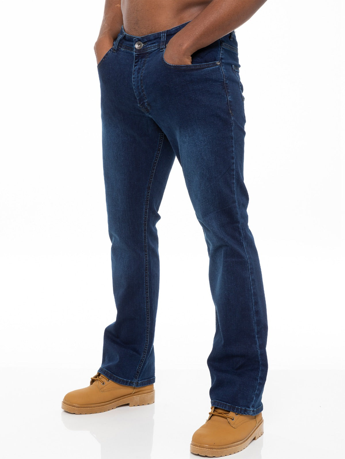 EZ401 Designer Mens Black Bootcut Denim Jeans | Enzo Designer Menswear ENZO RAWDENIM