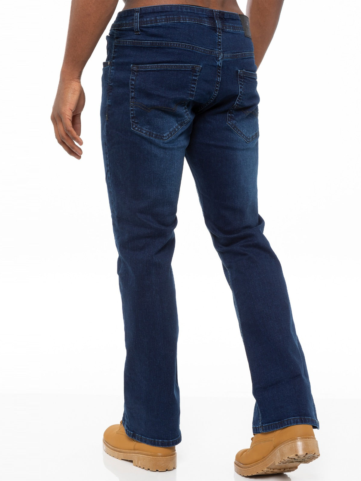 EZ401 Designer Mens Black Bootcut Denim Jeans | Enzo Designer Menswear ENZO RAWDENIM