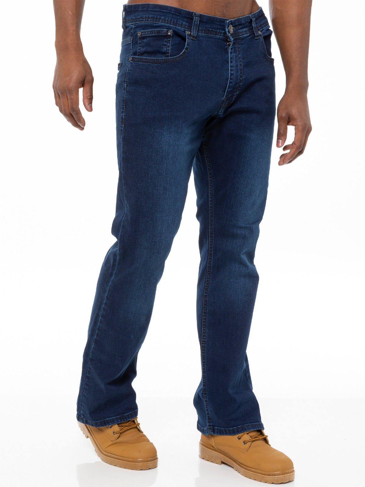 EZ401 Designer Mens Black Bootcut Denim Jeans | Enzo Designer Menswear ENZO RAWDENIM