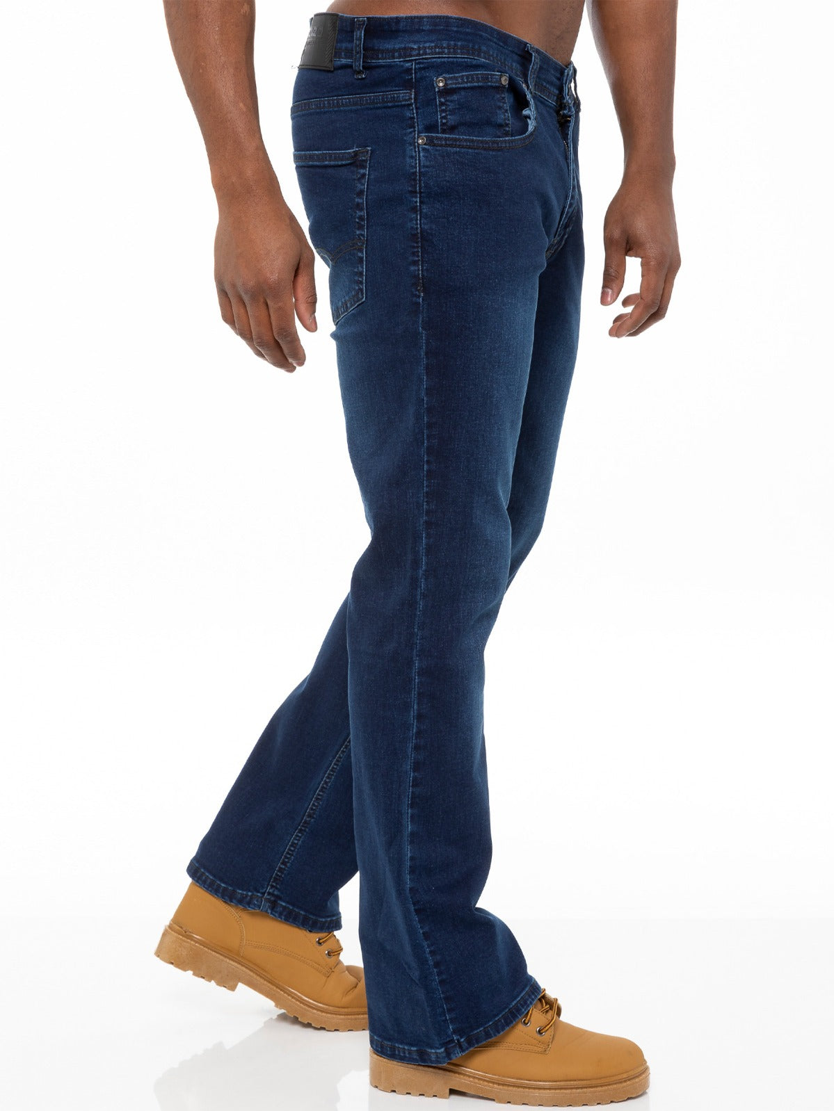 EZ401 Designer Mens Black Bootcut Denim Jeans | Enzo Designer Menswear ENZO RAWDENIM