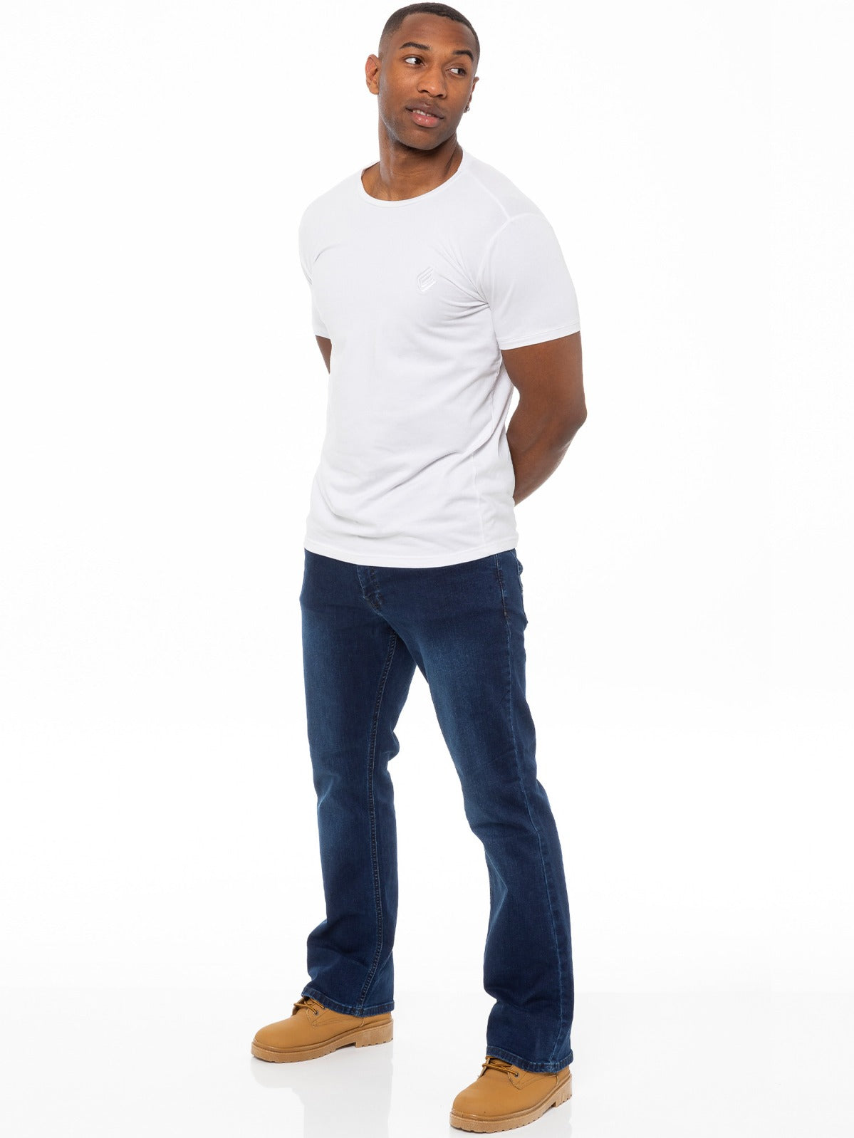 EZ401 Designer Mens Black Bootcut Denim Jeans | Enzo Designer Menswear ENZO RAWDENIM