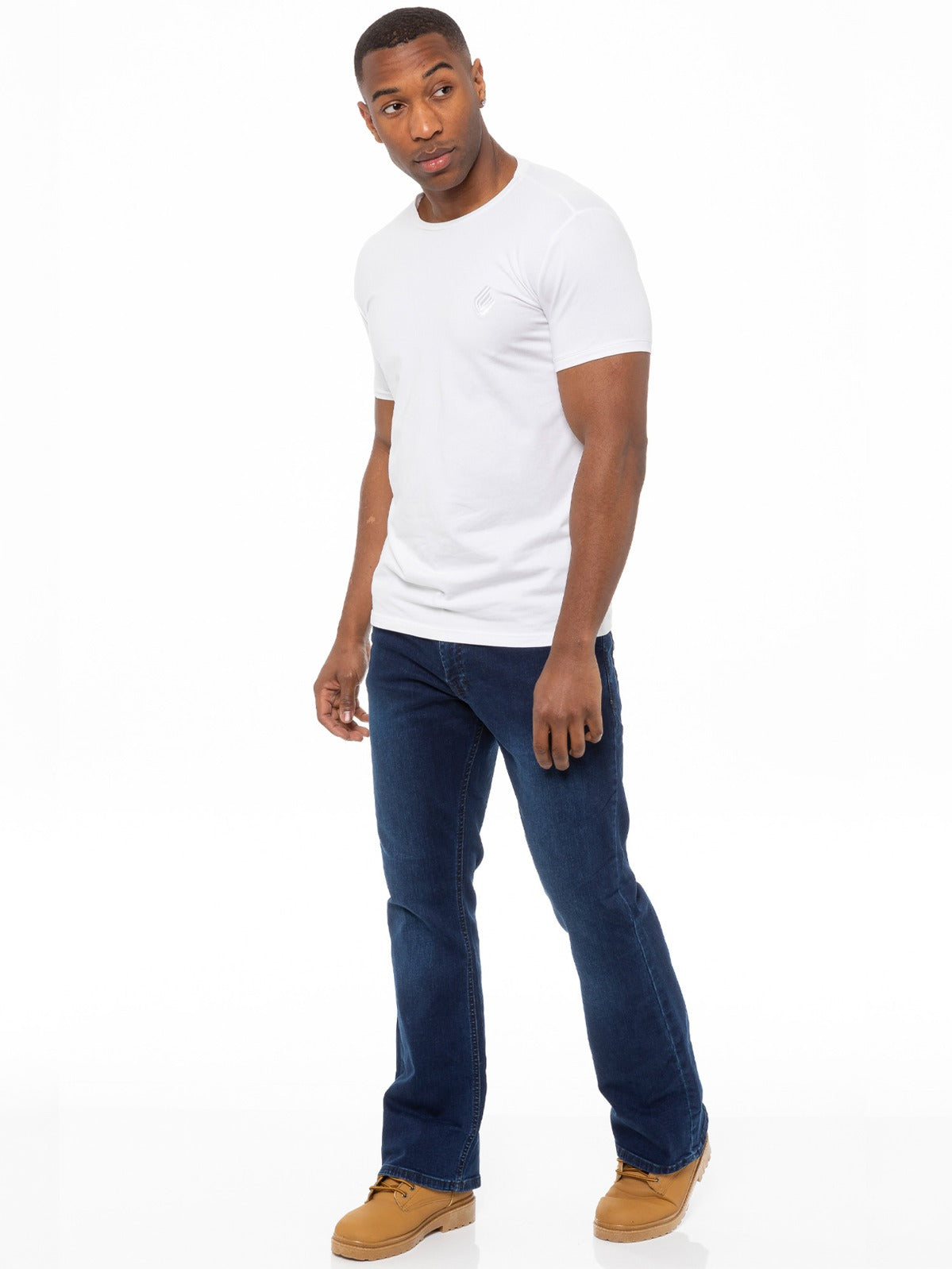 EZ401 Designer Mens Black Bootcut Denim Jeans | Enzo Designer Menswear ENZO RAWDENIM