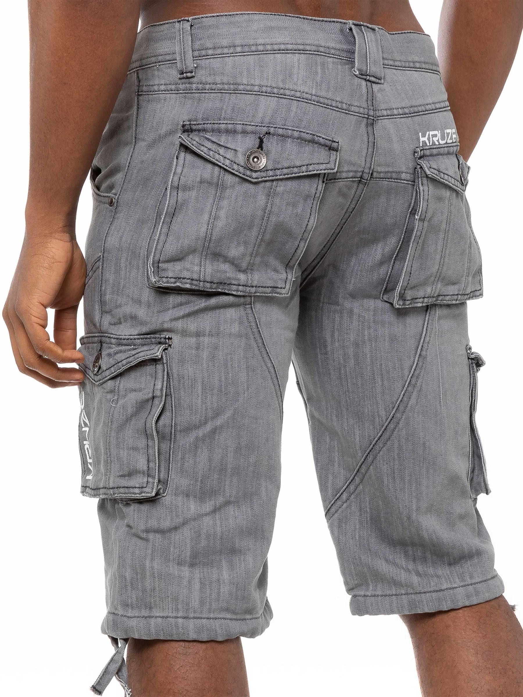 KZS118 Kruze | Mens Cargo Combat Shorts Heavy Duty Denim Shorts KRUZE RAWDENIM
