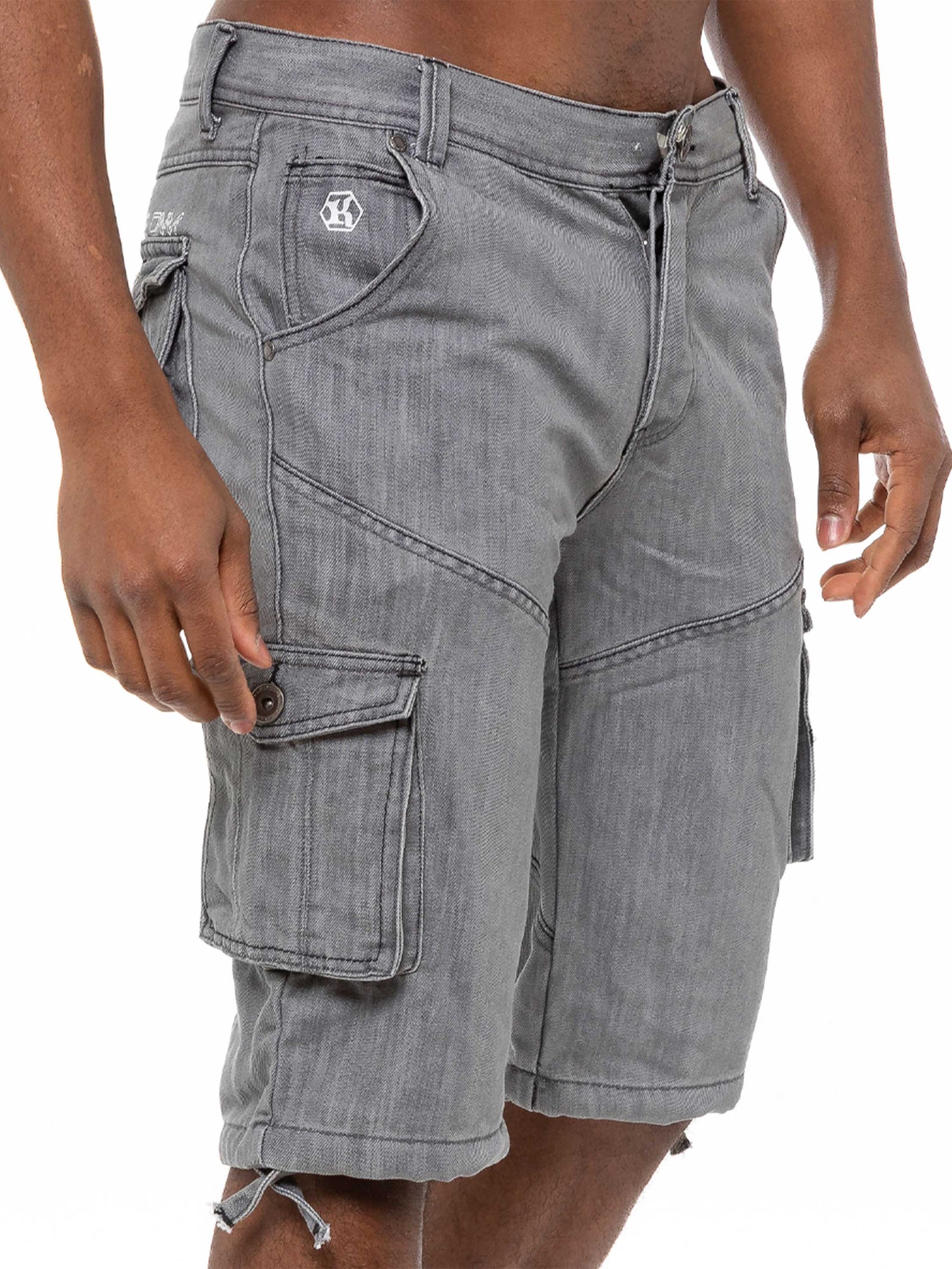 KZS118 Kruze | Mens Cargo Combat Shorts Heavy Duty Denim Shorts KRUZE RAWDENIM