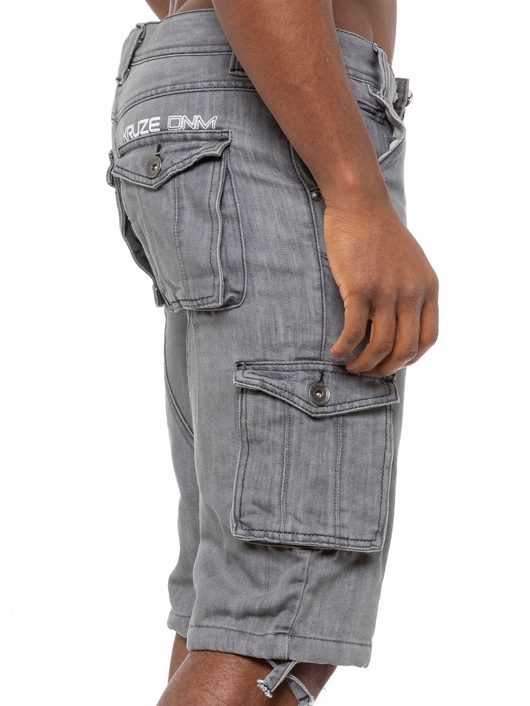 KZS118 Kruze | Mens Cargo Combat Shorts Heavy Duty Denim Shorts KRUZE RAWDENIM