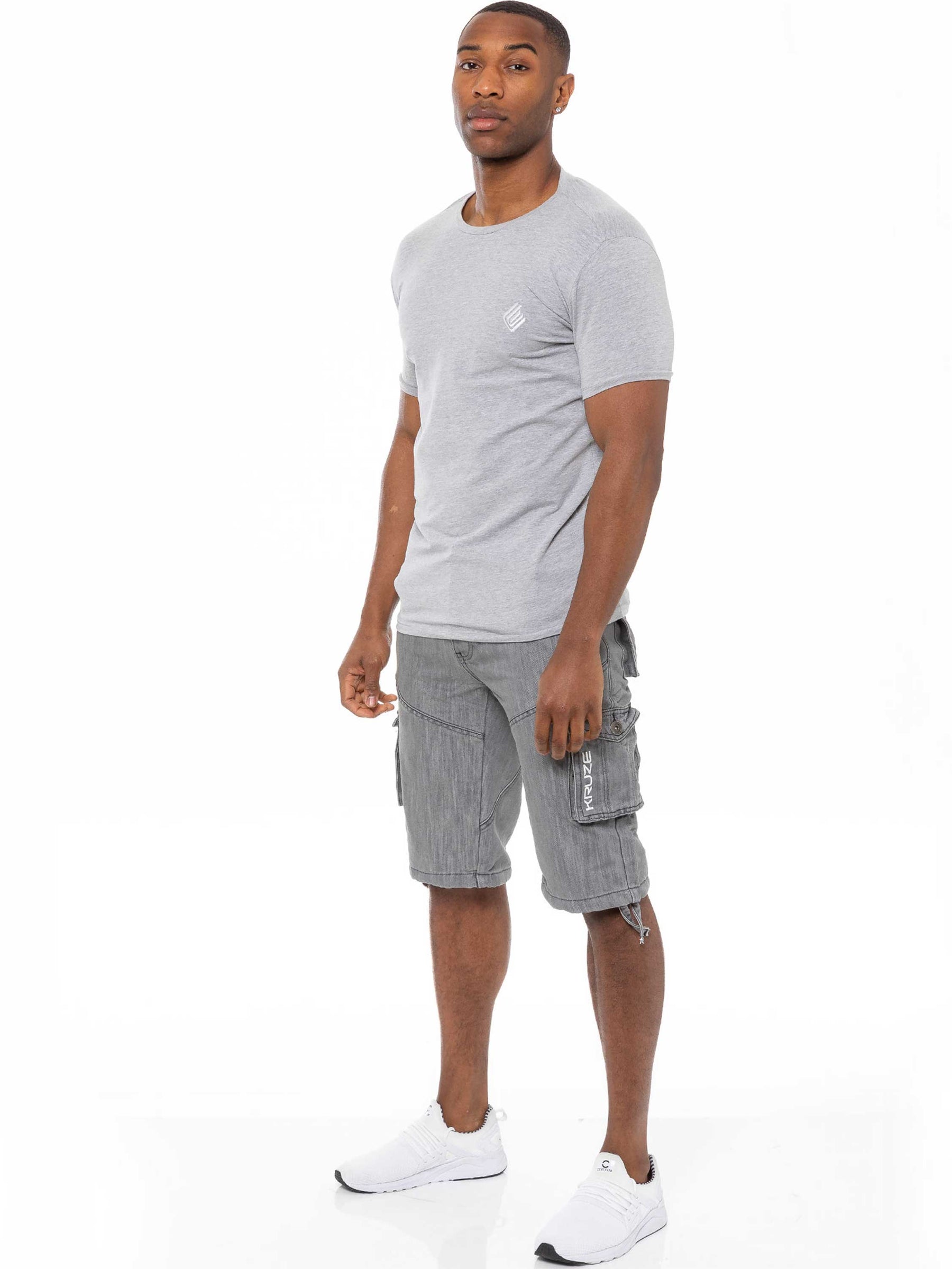KZS118 Kruze | Mens Cargo Combat Shorts Heavy Duty Denim Shorts KRUZE RAWDENIM
