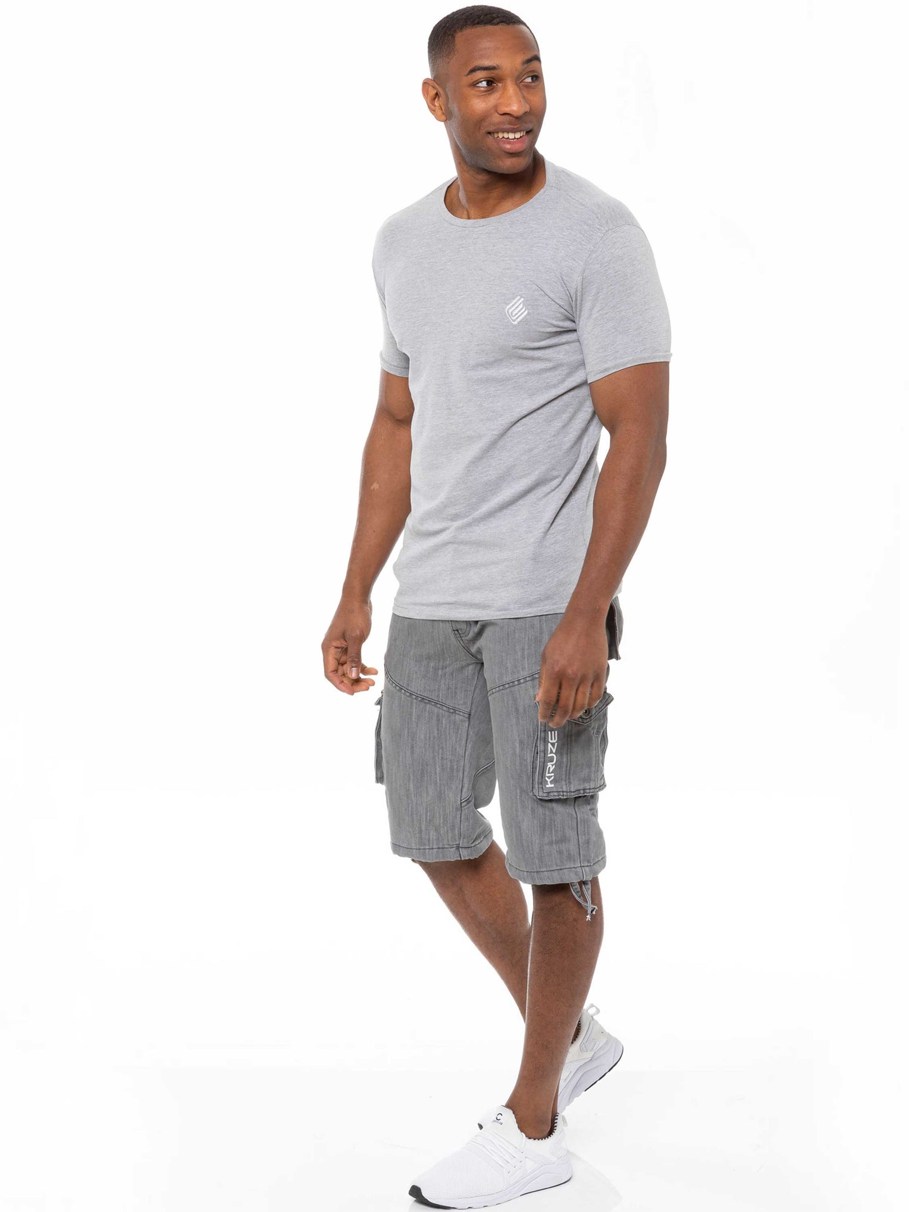 KZS118 Kruze | Mens Cargo Combat Shorts Heavy Duty Denim Shorts KRUZE RAWDENIM