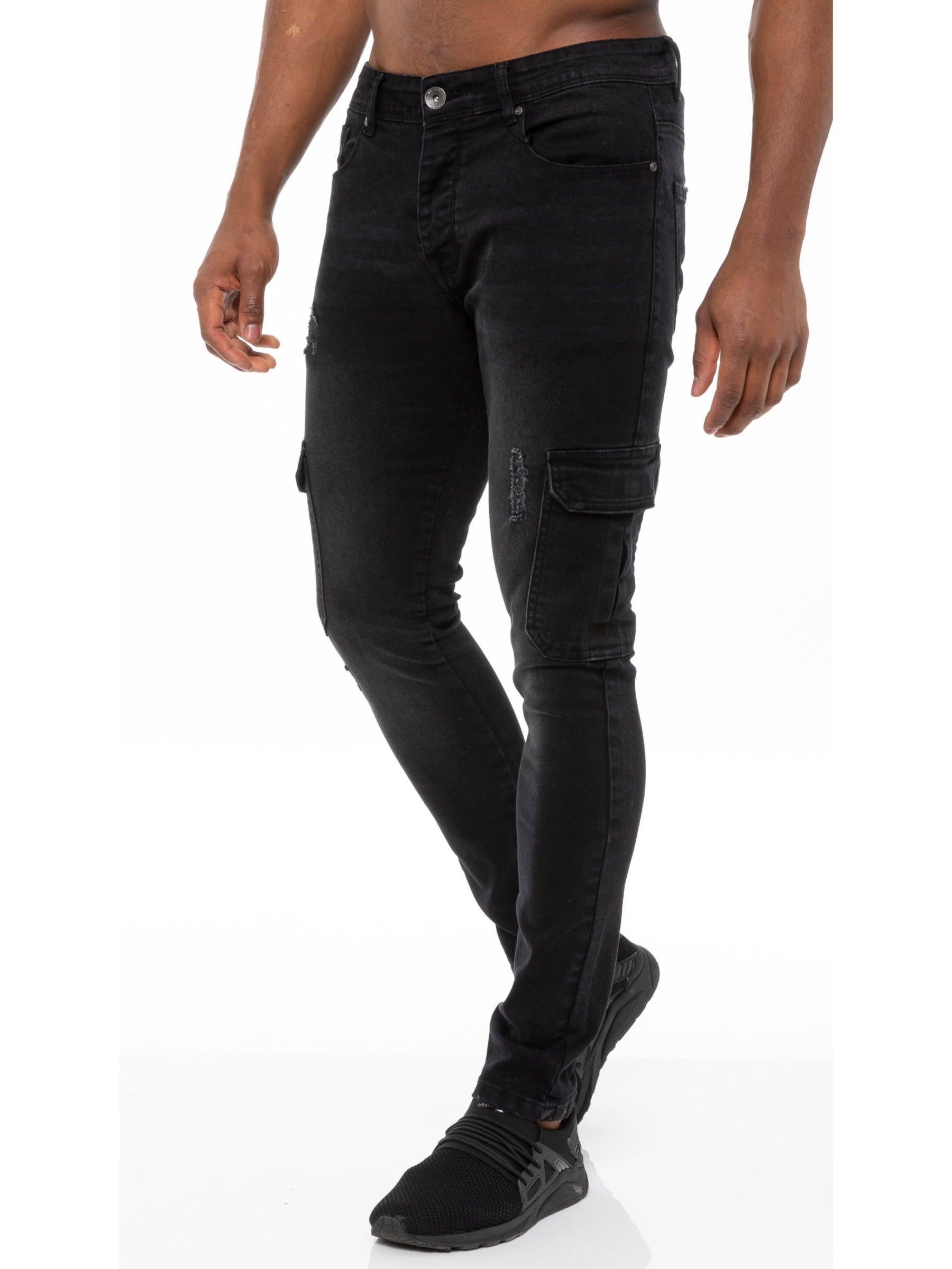 EZ411 Mens Skinny Stretch Distressed Denim Jeans | Enzo Designer Menswear ENZO RAWDENIM
