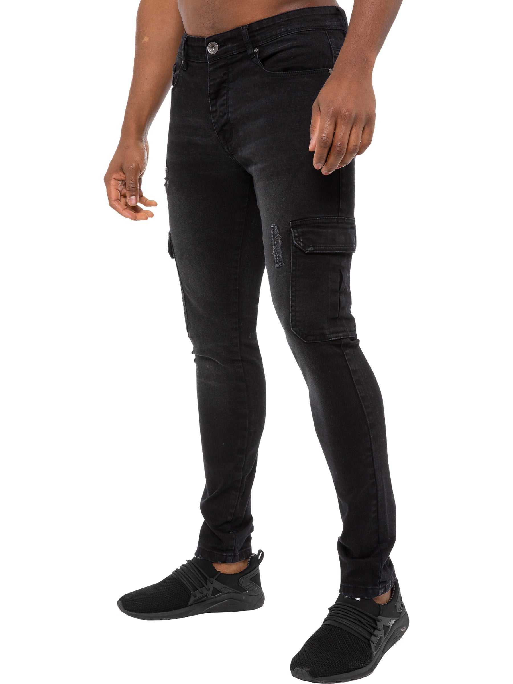EZ411 Mens Skinny Stretch Distressed Denim Jeans | Enzo Designer Menswear ENZO RAWDENIM