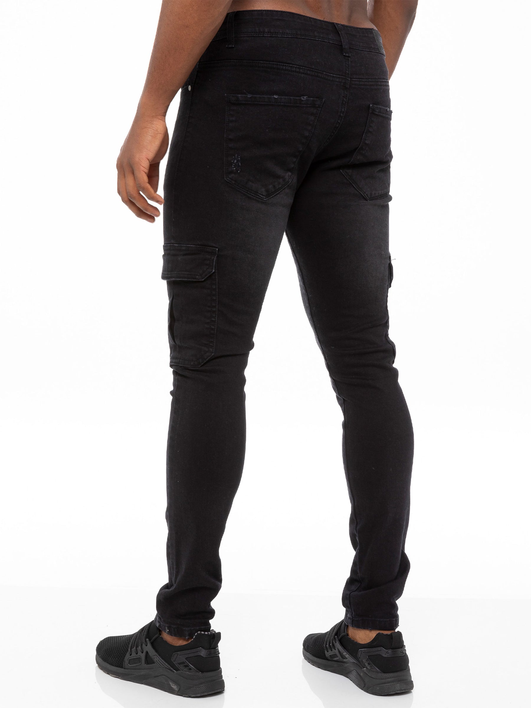 EZ411 Mens Skinny Stretch Distressed Denim Jeans | Enzo Designer Menswear ENZO RAWDENIM