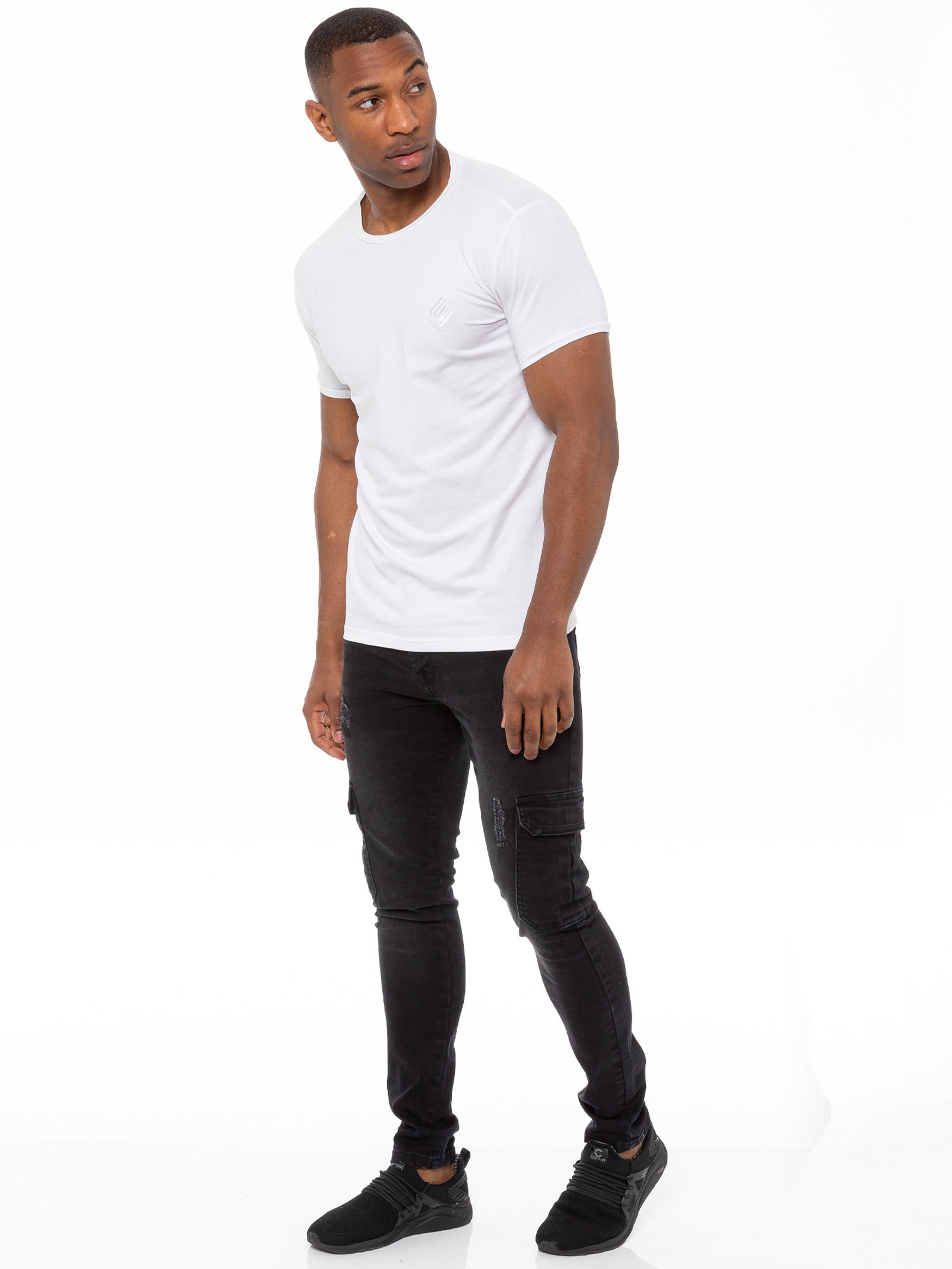 EZ411 Mens Skinny Stretch Distressed Denim Jeans | Enzo Designer Menswear ENZO RAWDENIM
