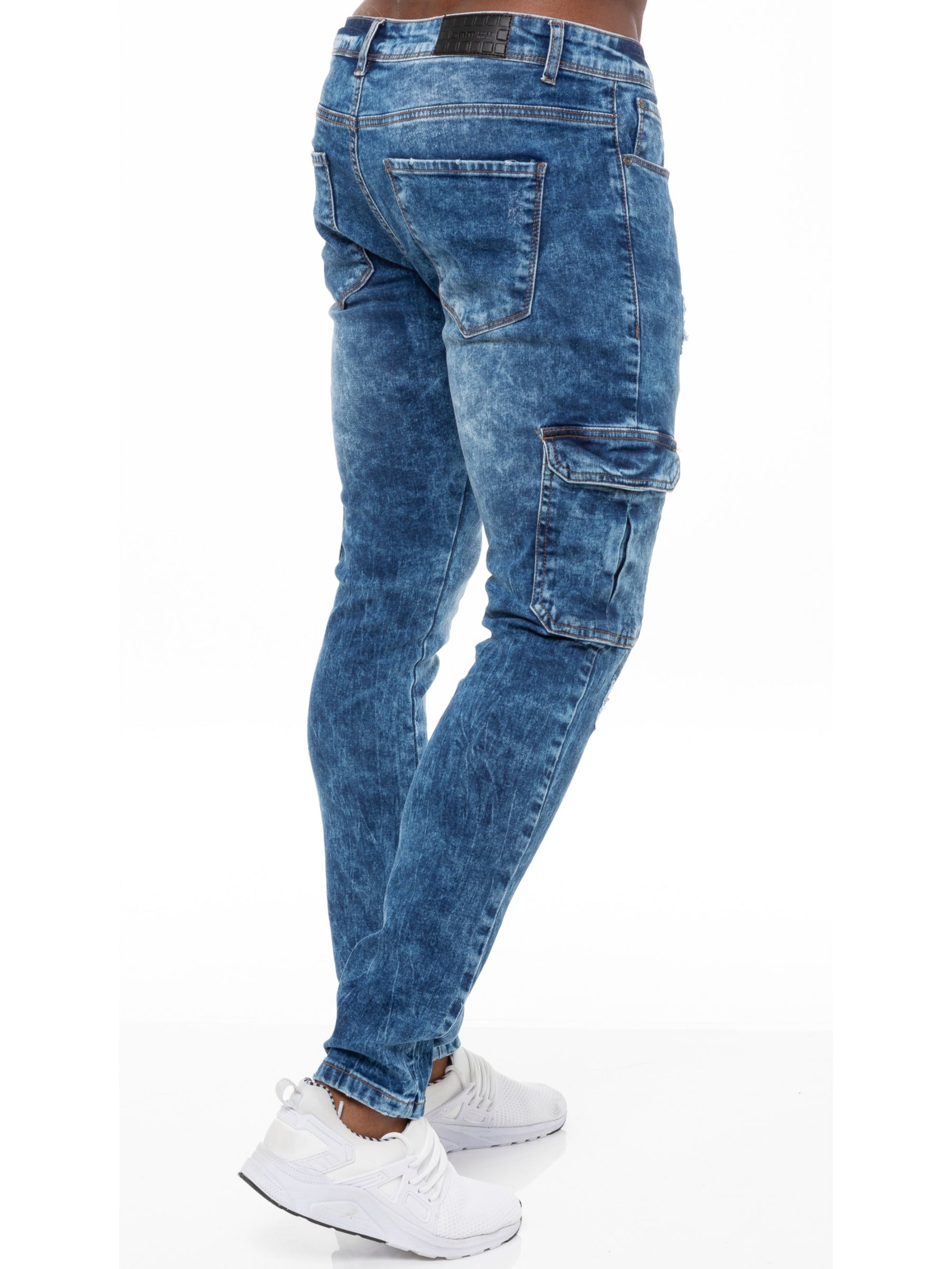 EZ411 Mens Skinny Stretch Distressed Denim Jeans | Enzo Designer Menswear ENZO RAWDENIM