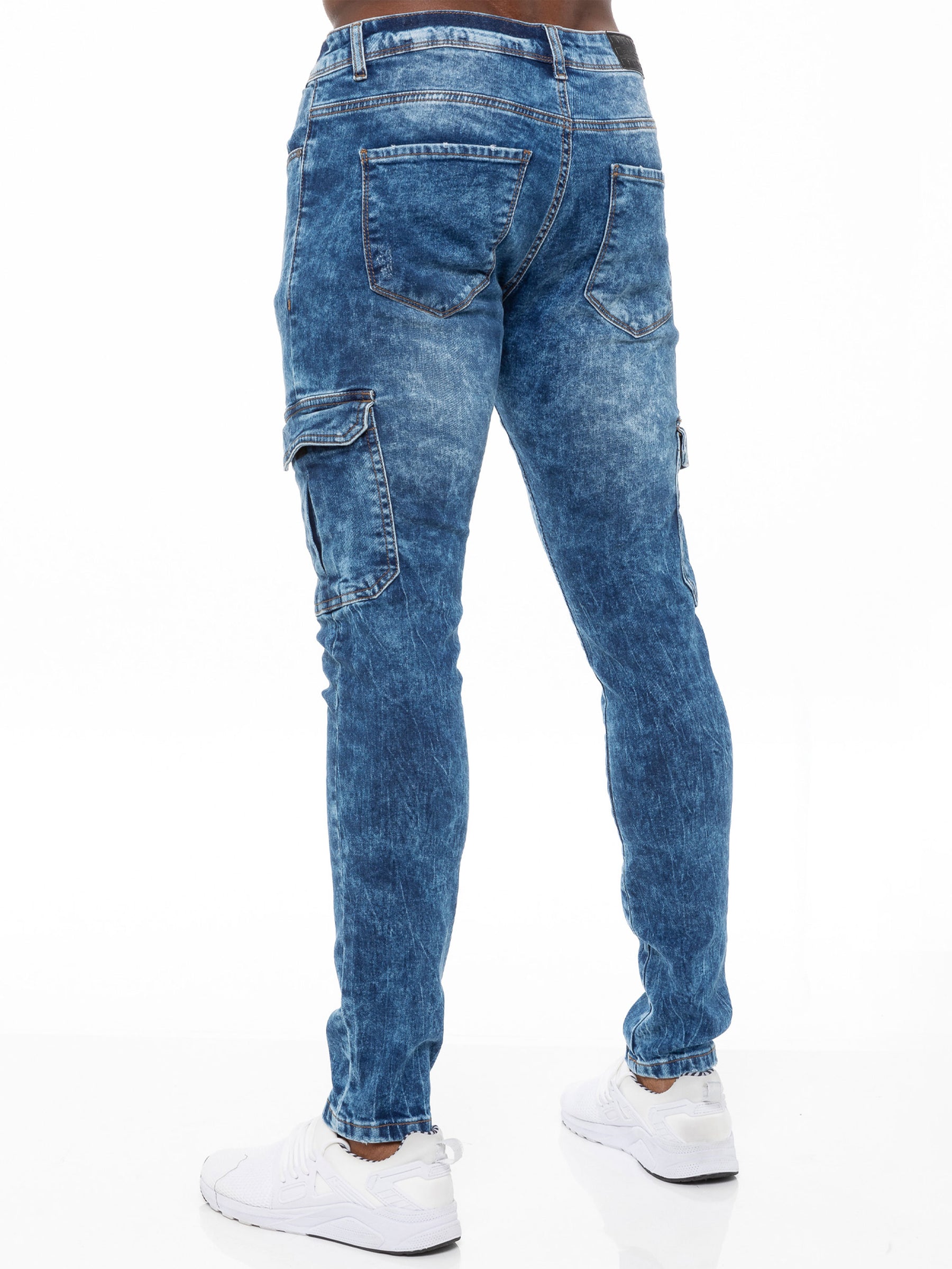 EZ411 Mens Skinny Stretch Distressed Denim Jeans | Enzo Designer Menswear ENZO RAWDENIM