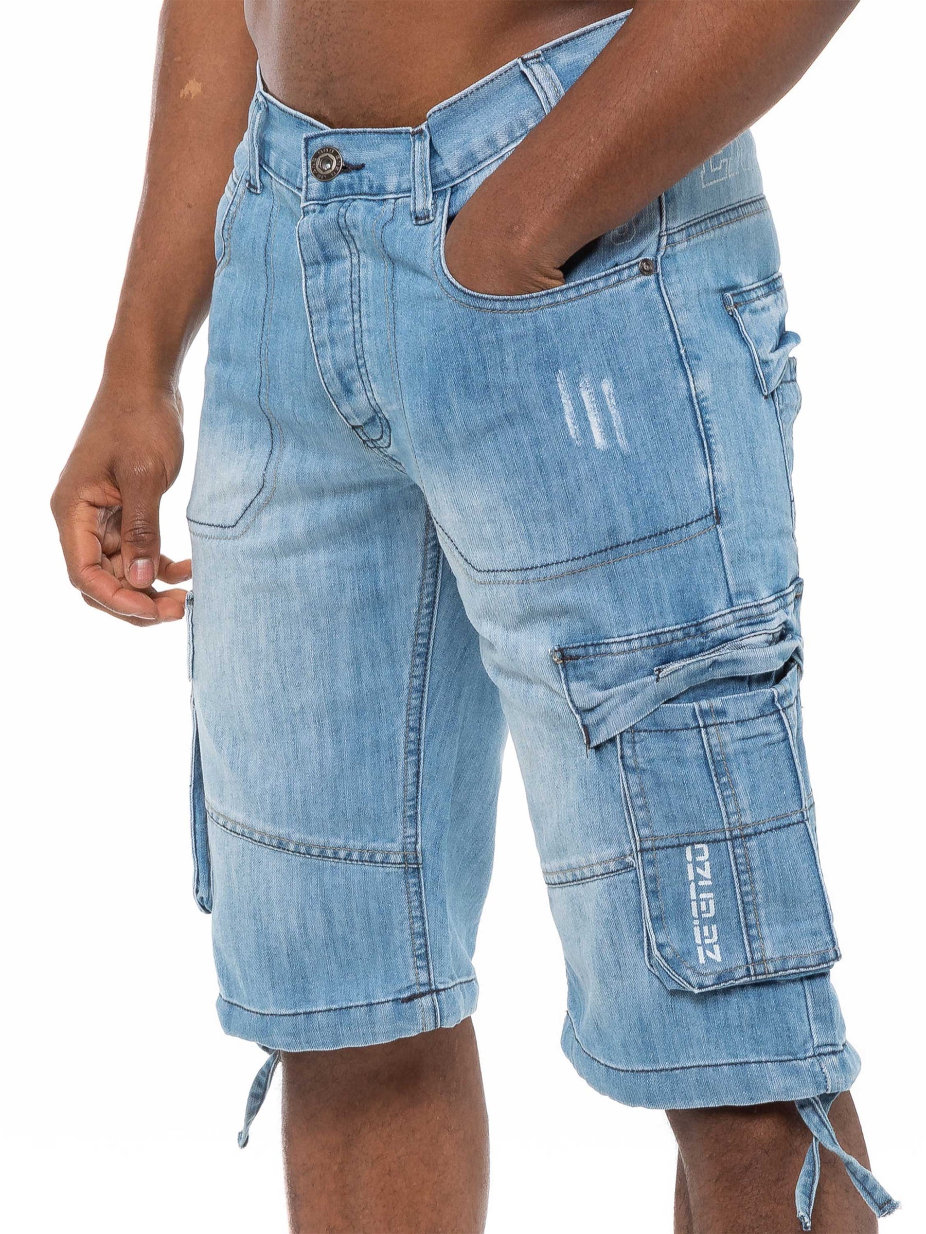 EZS404 Mens Raw Combat Cargo Denim Shorts | Enzo Designer Menswear ENZO RAWDENIM