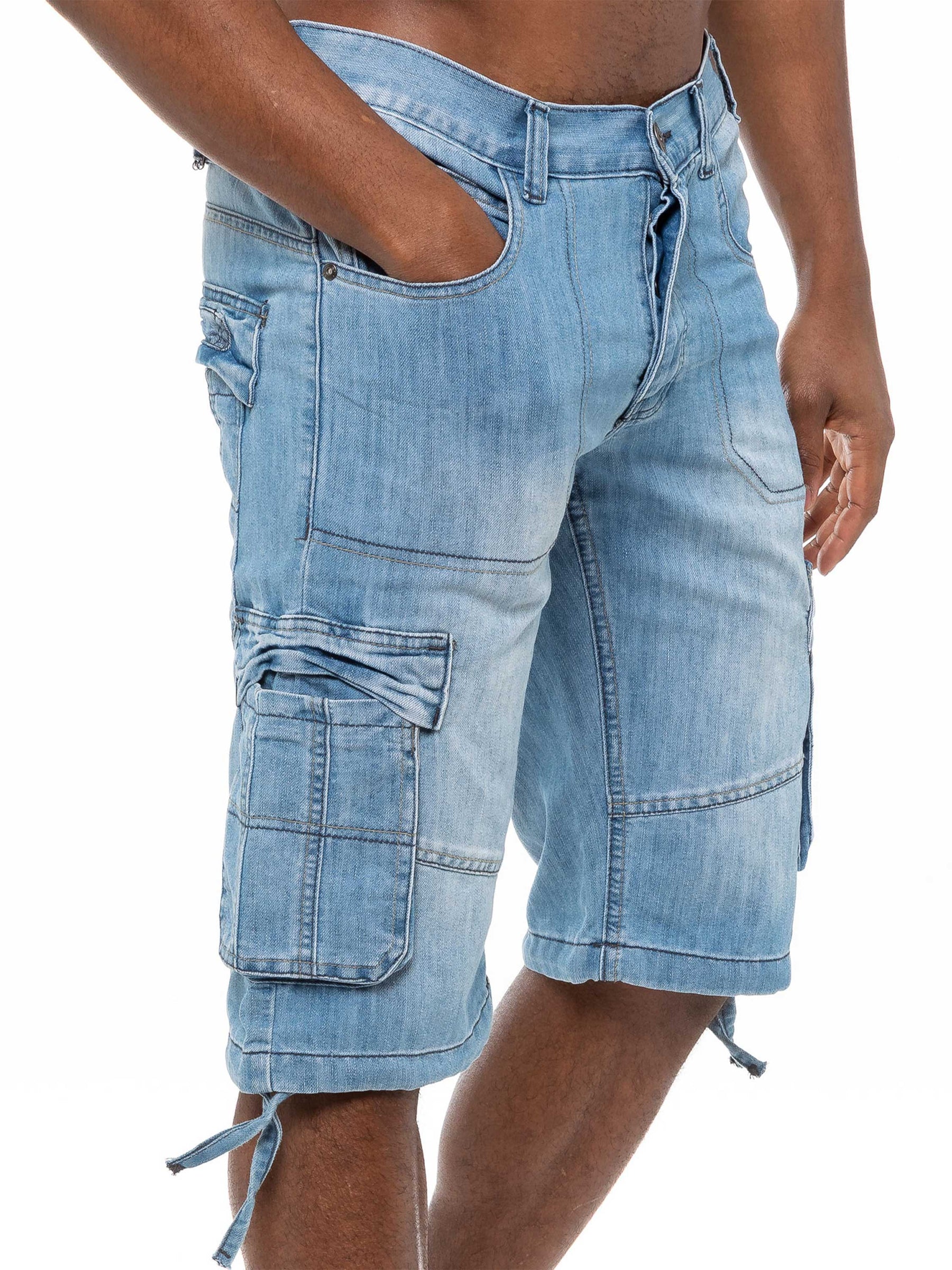 EZS404 Mens Raw Combat Cargo Denim Shorts | Enzo Designer Menswear ENZO RAWDENIM
