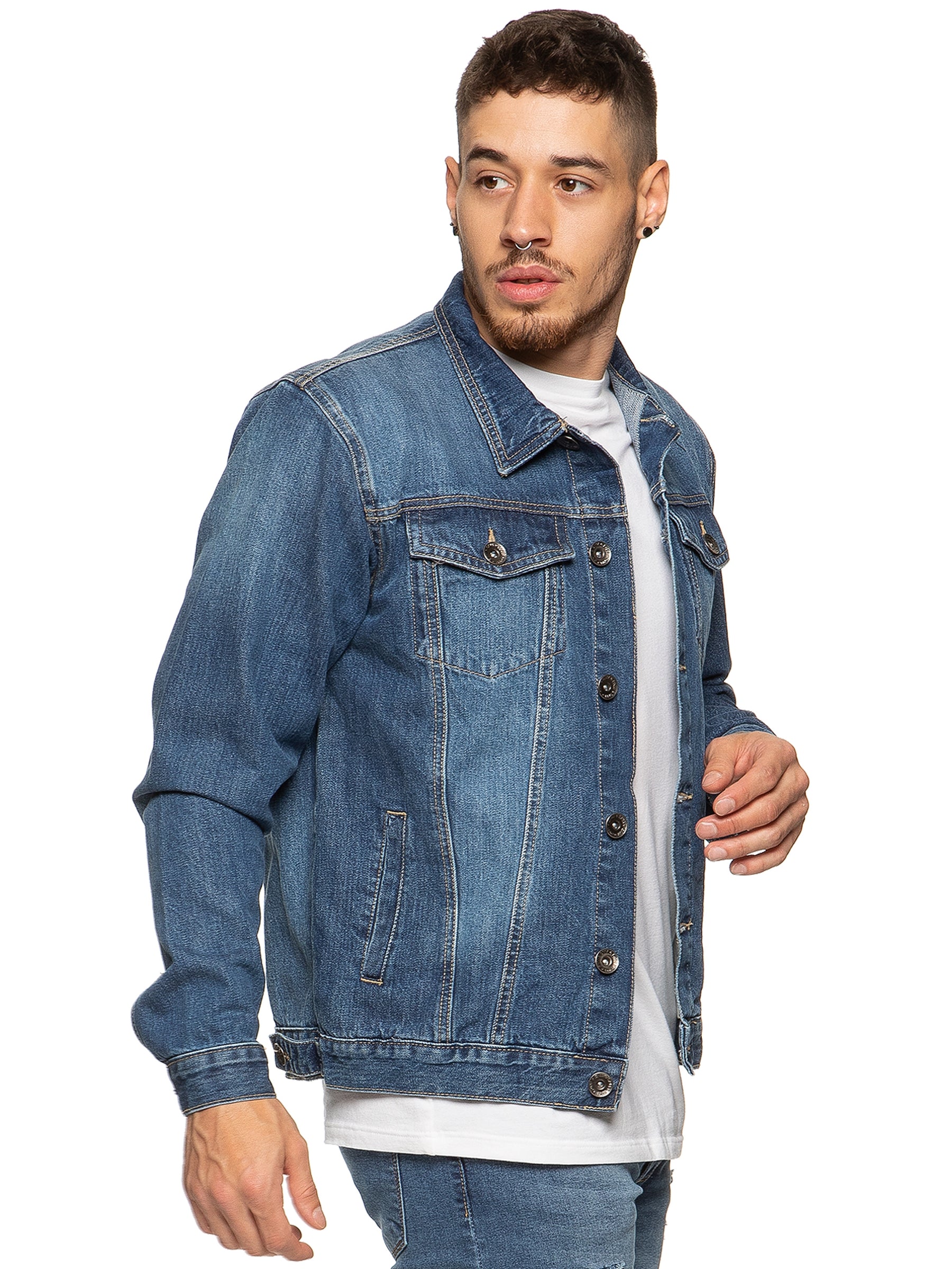 EZJ391 Black Mens Enzo Denim Designer Jacket - Black | Enzo Designer Menswear ENZO RAWDENIM