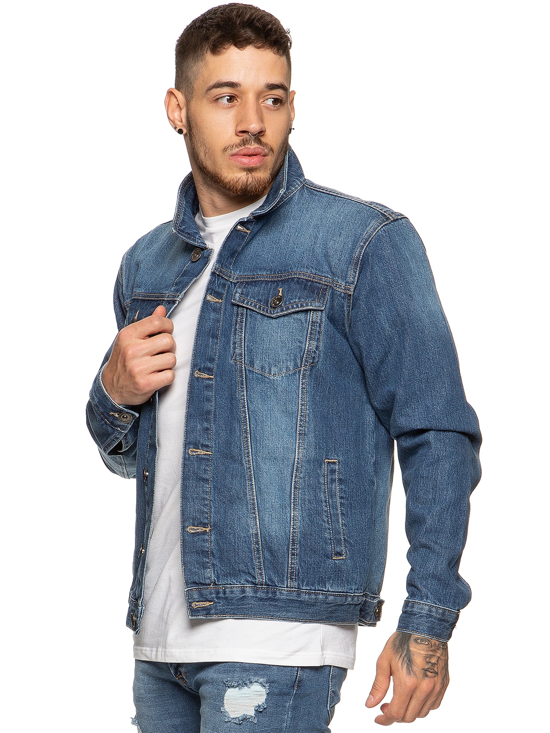 EZJ391 Black Mens Enzo Denim Designer Jacket - Black | Enzo Designer Menswear ENZO RAWDENIM