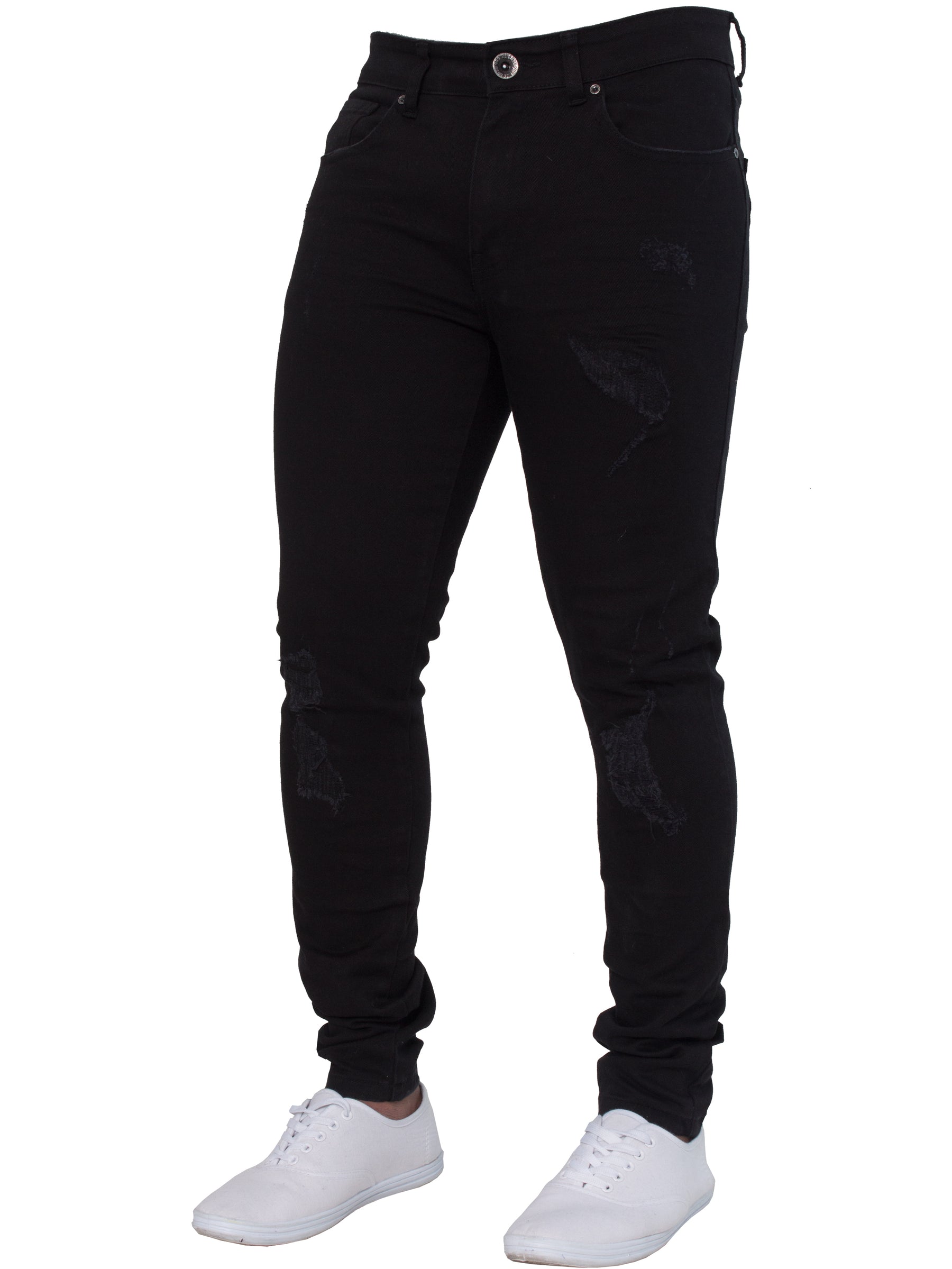 EZ361 Super Skinny Stretch Rip & Repair Slim Jeans | Enzo Designer Menswear ENZO RAWDENIM