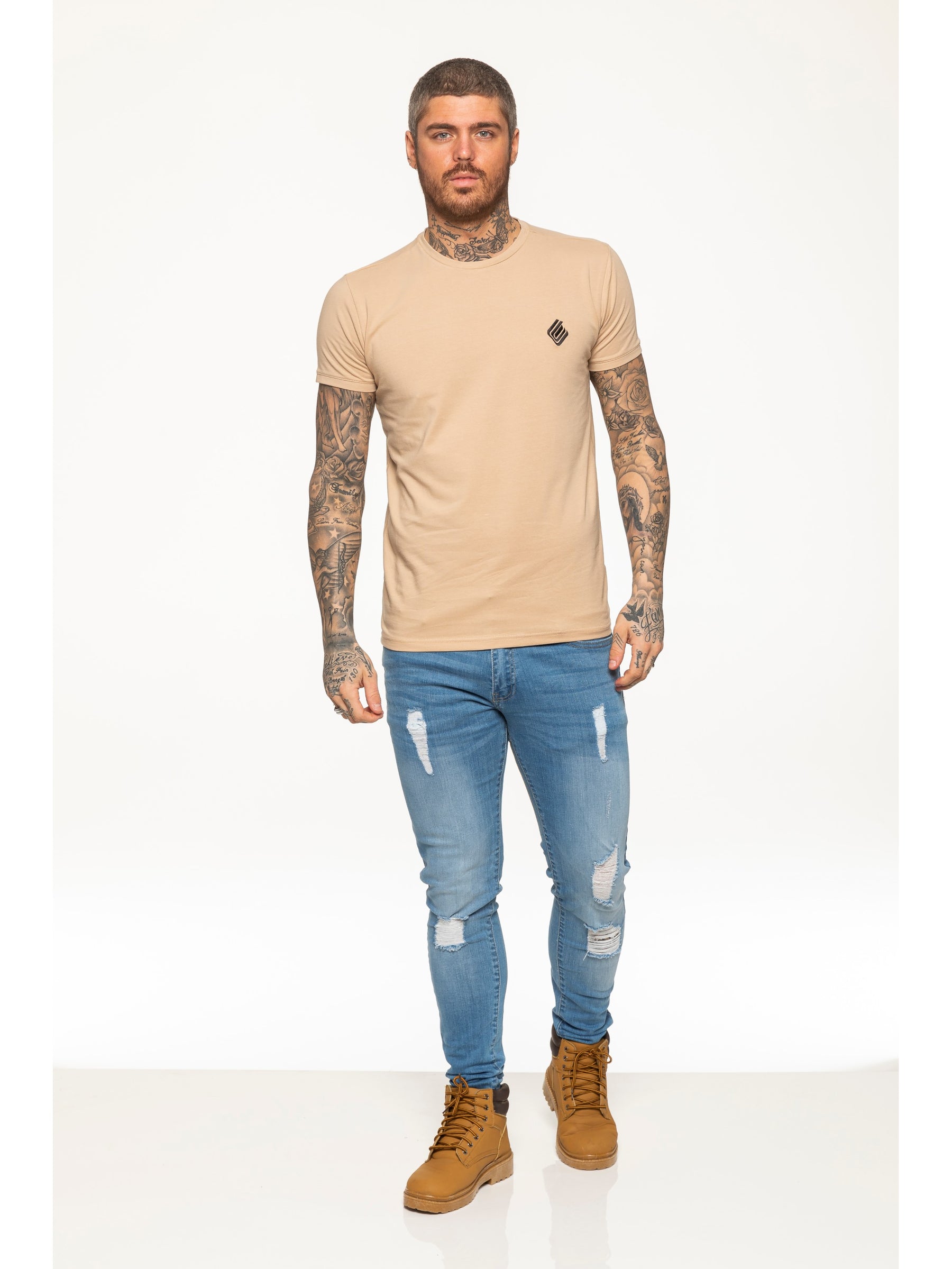 EZTS581 Enzo Mens Slim Fit Stretch Muscle T-Shirt ENZO RAWDENIM