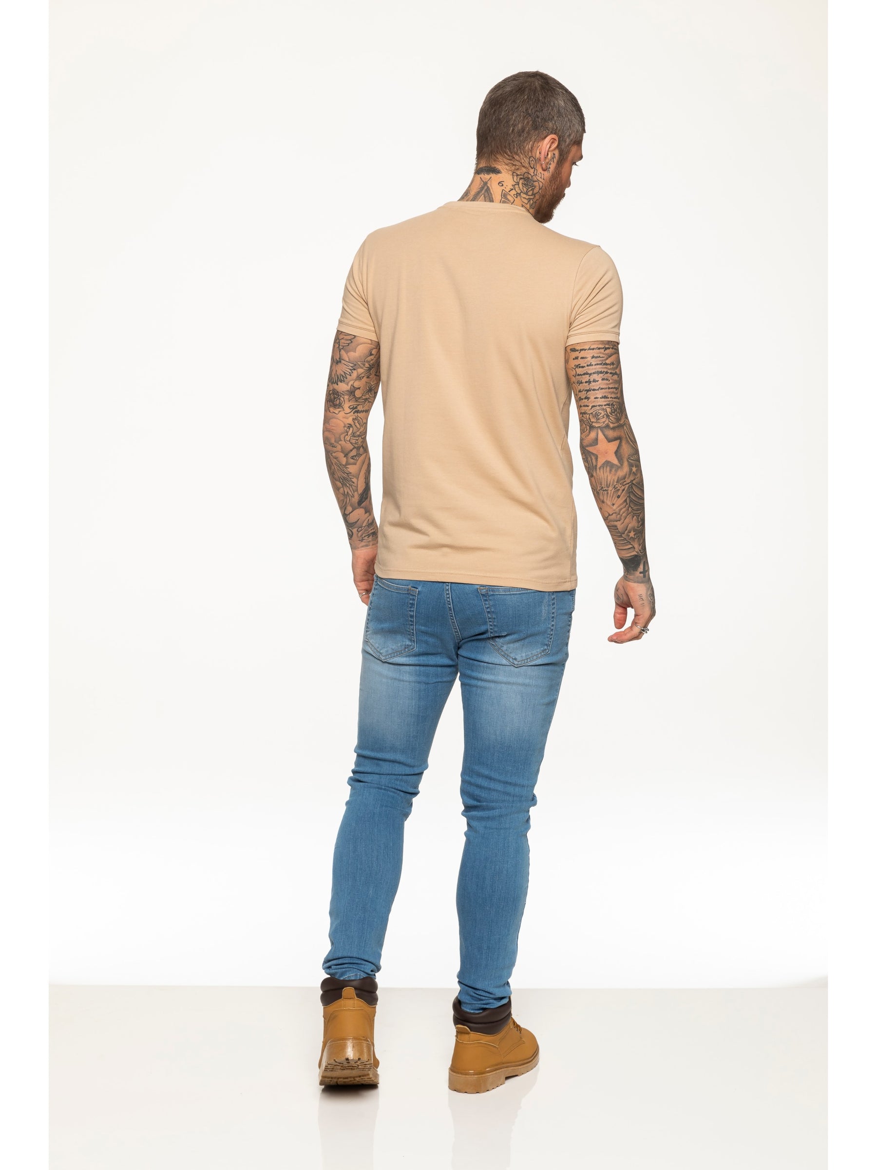 EZTS581 Enzo Mens Slim Fit Stretch Muscle T-Shirt ENZO RAWDENIM