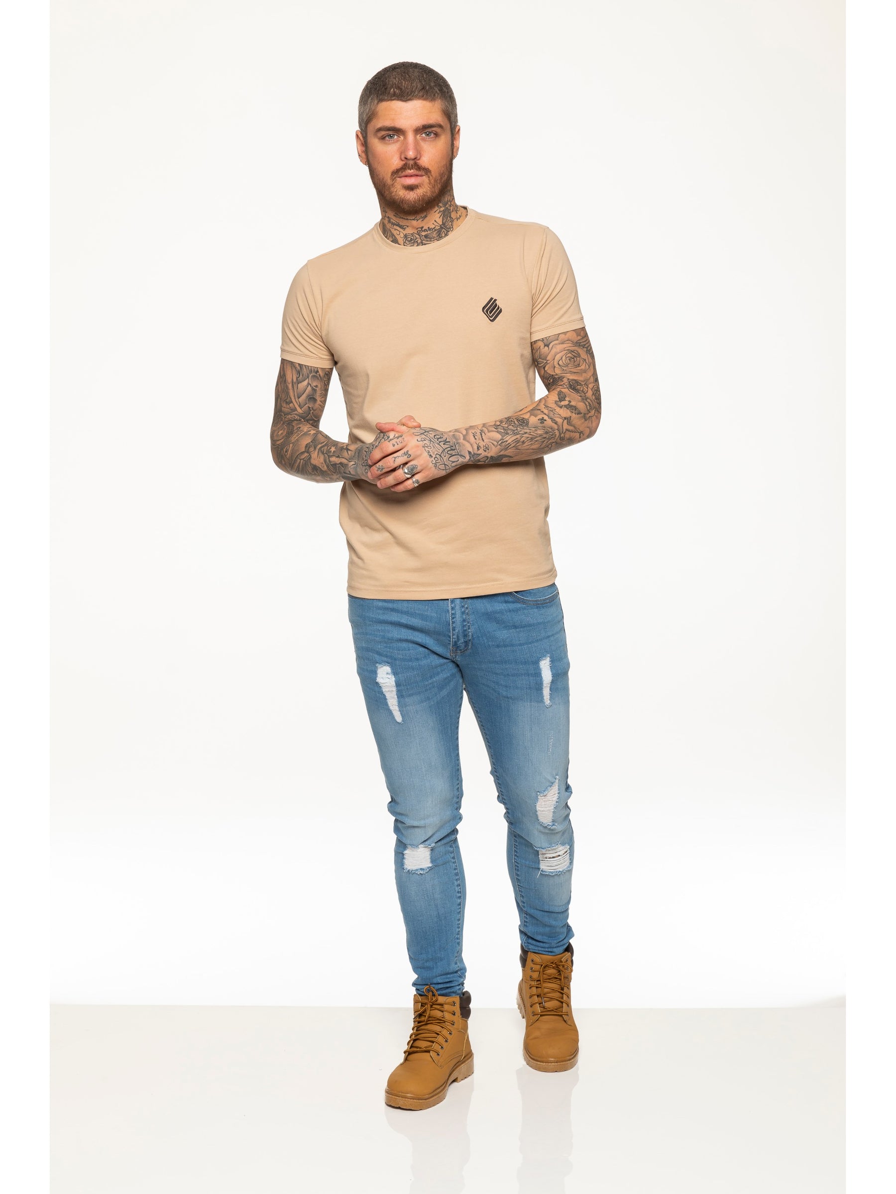 EZTS581 Enzo Mens Slim Fit Stretch Muscle T-Shirt ENZO RAWDENIM